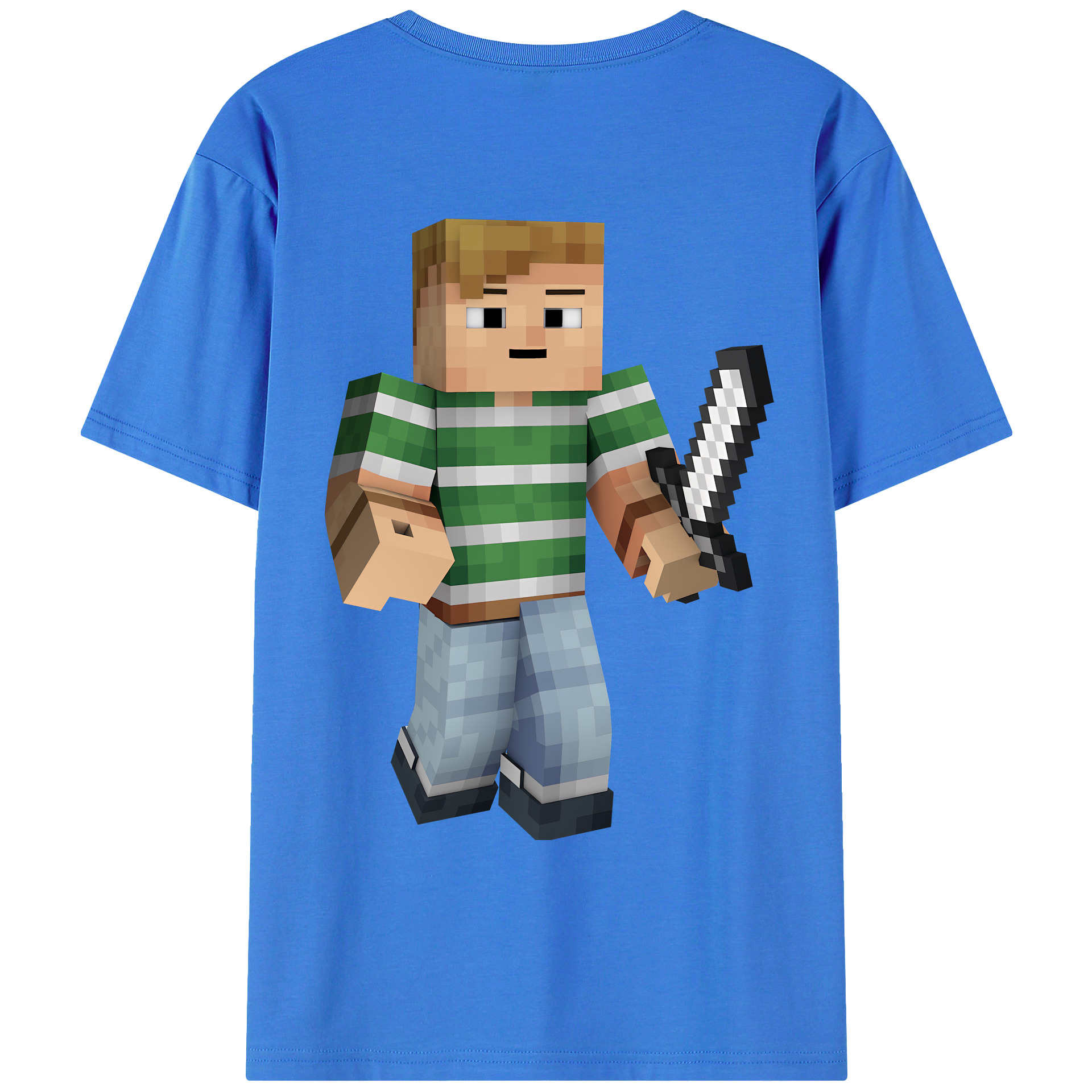 （画像用） マインクラフト ブロックの世界 Minecraft MC Block world 綿100％ メンズ半袖Tシャツ（バックプリント） 通気性