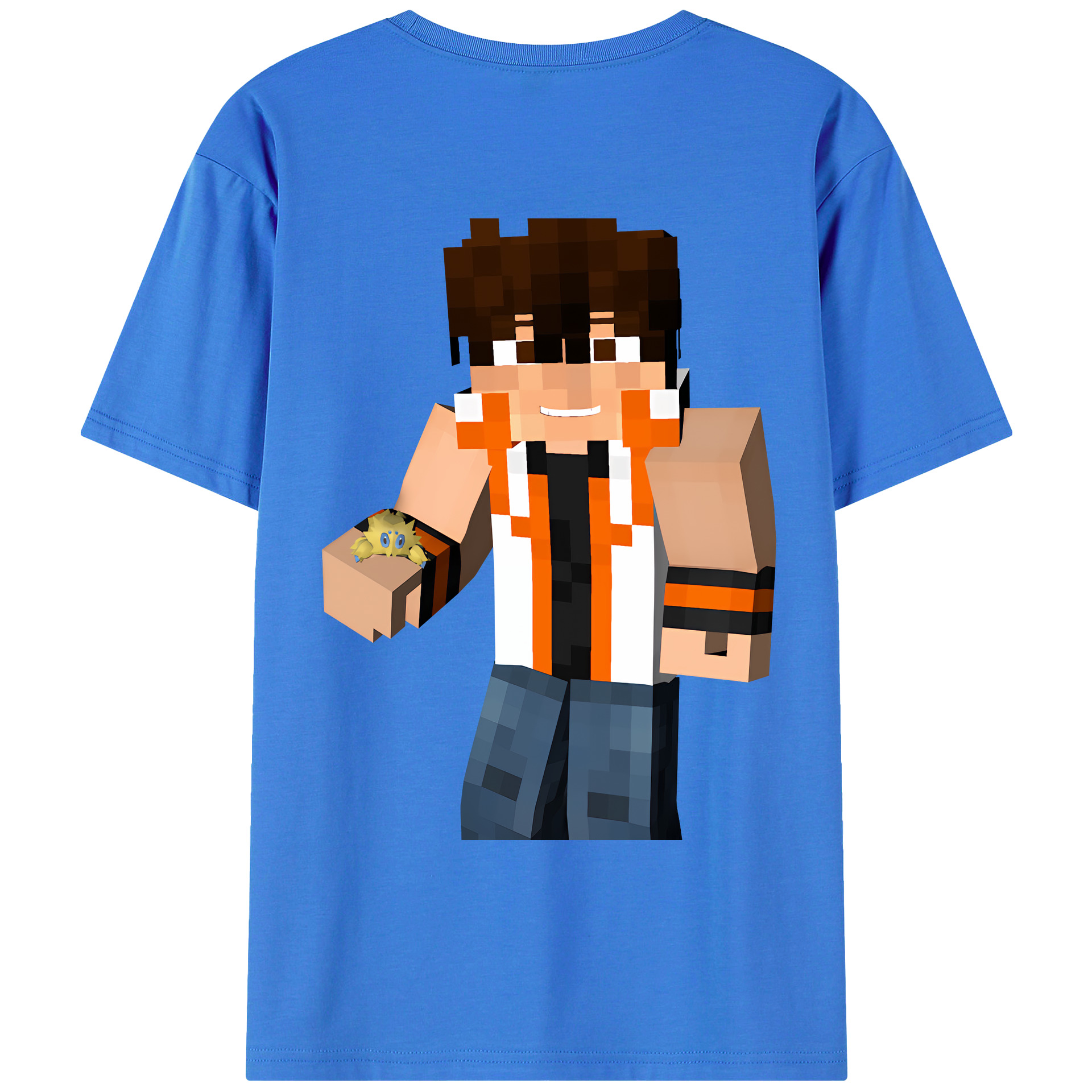 （画像用） マインクラフト ブロックの世界 Minecraft MC Block world 綿100％ メンズ半袖Tシャツ（バックプリント） 通気性