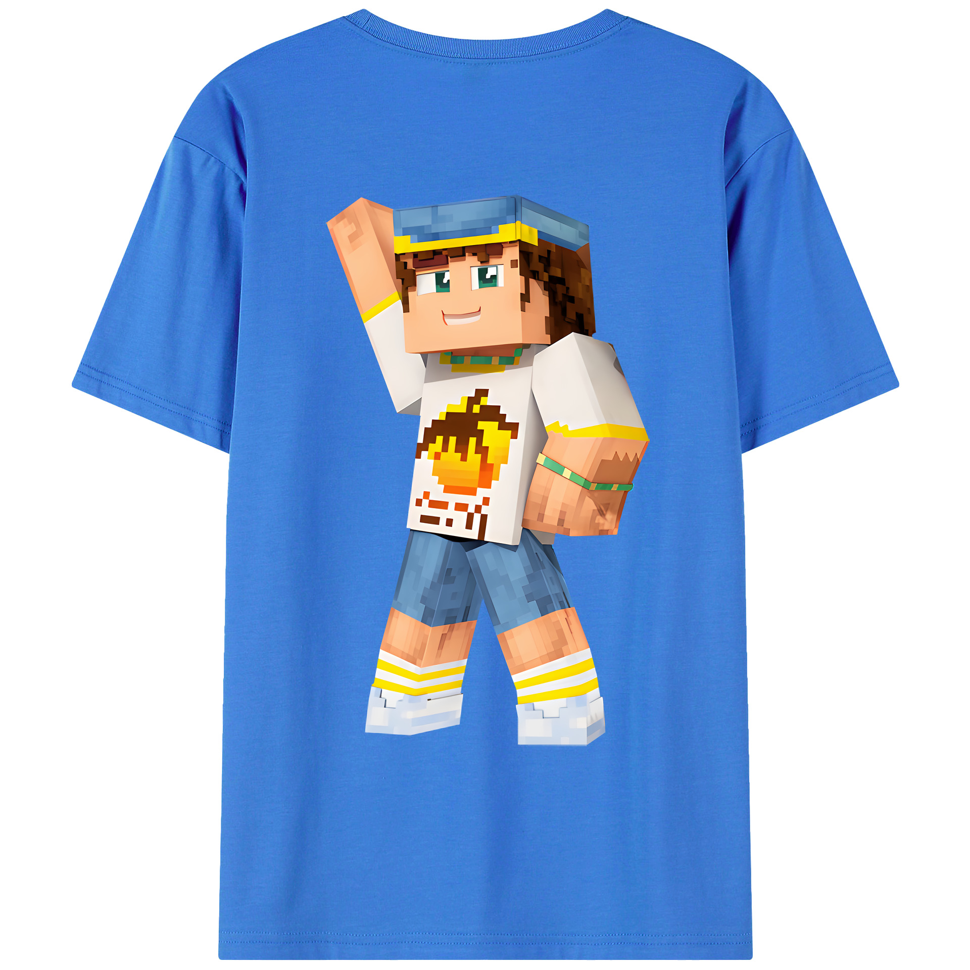 （画像用） マインクラフト ブロックの世界 Minecraft MC Block world 綿100％ メンズ半袖Tシャツ（バックプリント） 通気性