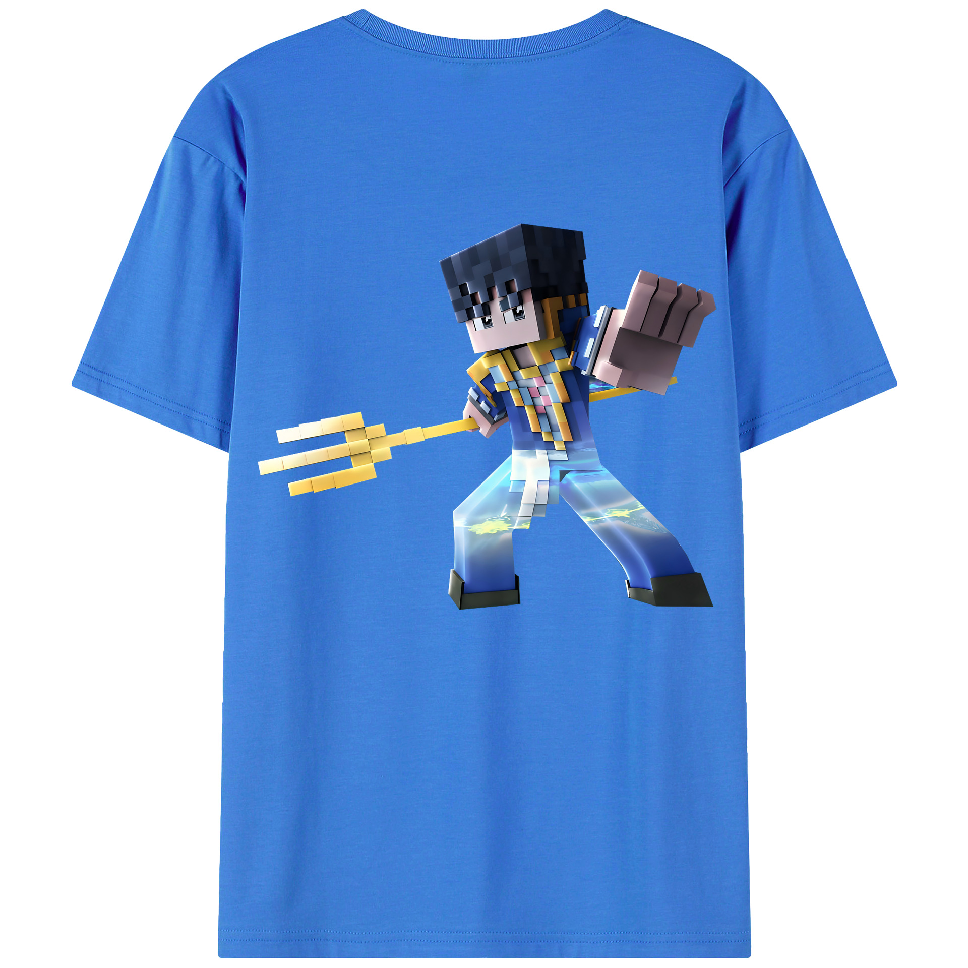 （画像用） マインクラフト ブロックの世界 Minecraft MC Block world 綿100％ メンズ半袖Tシャツ（バックプリント） 通気性