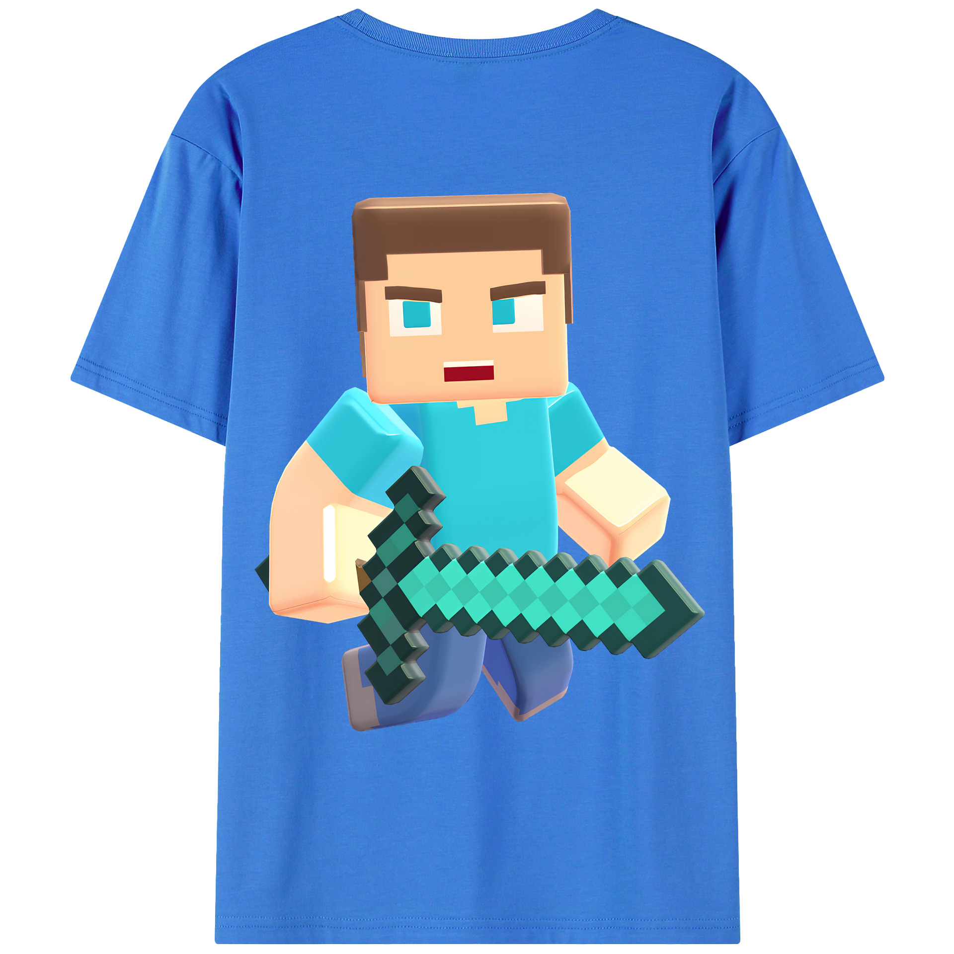 （画像用） マインクラフト ブロックの世界 Minecraft MC Block world 綿100％ メンズ半袖Tシャツ（バックプリント） 通気性