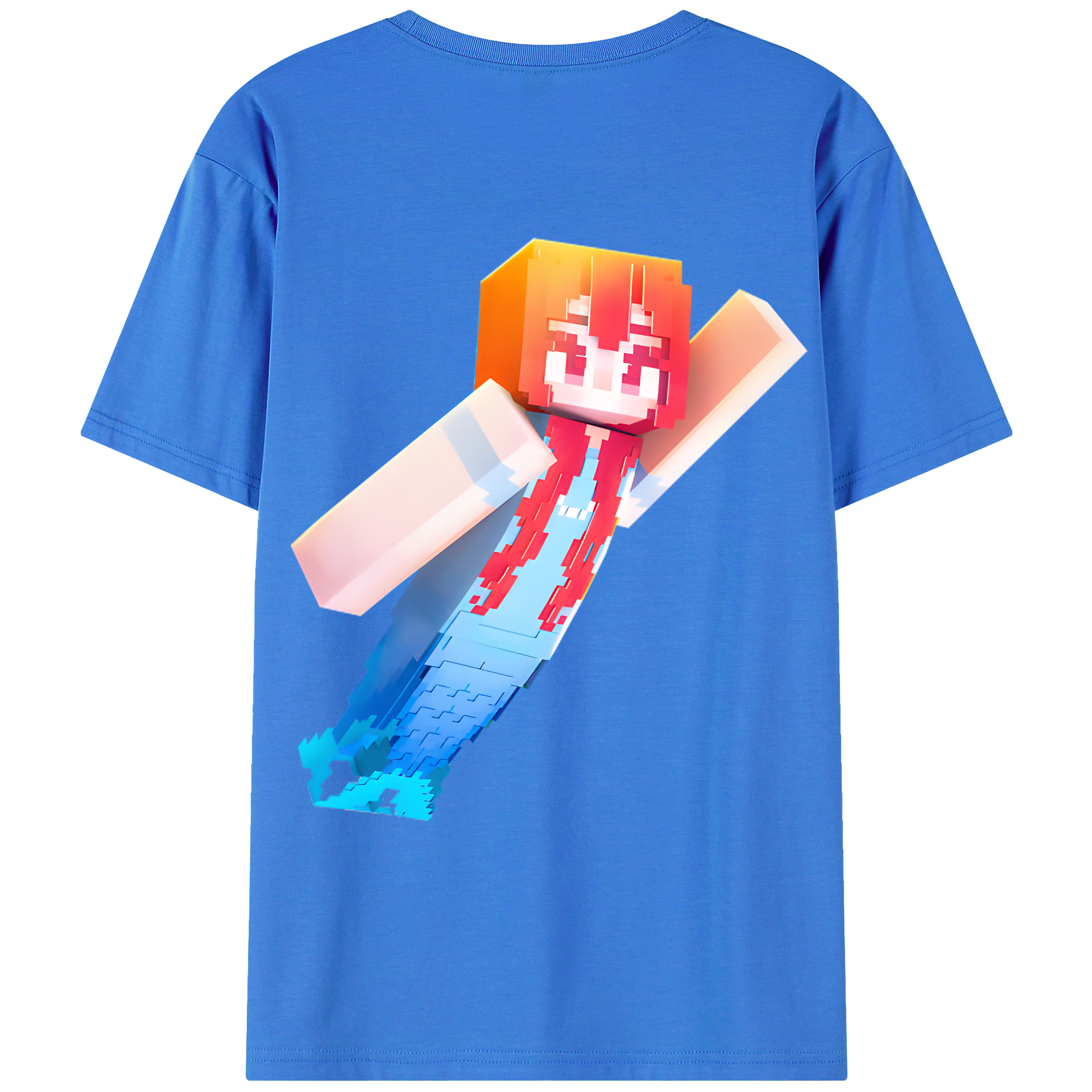 （画像用） マインクラフト ブロックの世界 Minecraft MC Block world 綿100％ メンズ半袖Tシャツ（バックプリント） 通気性