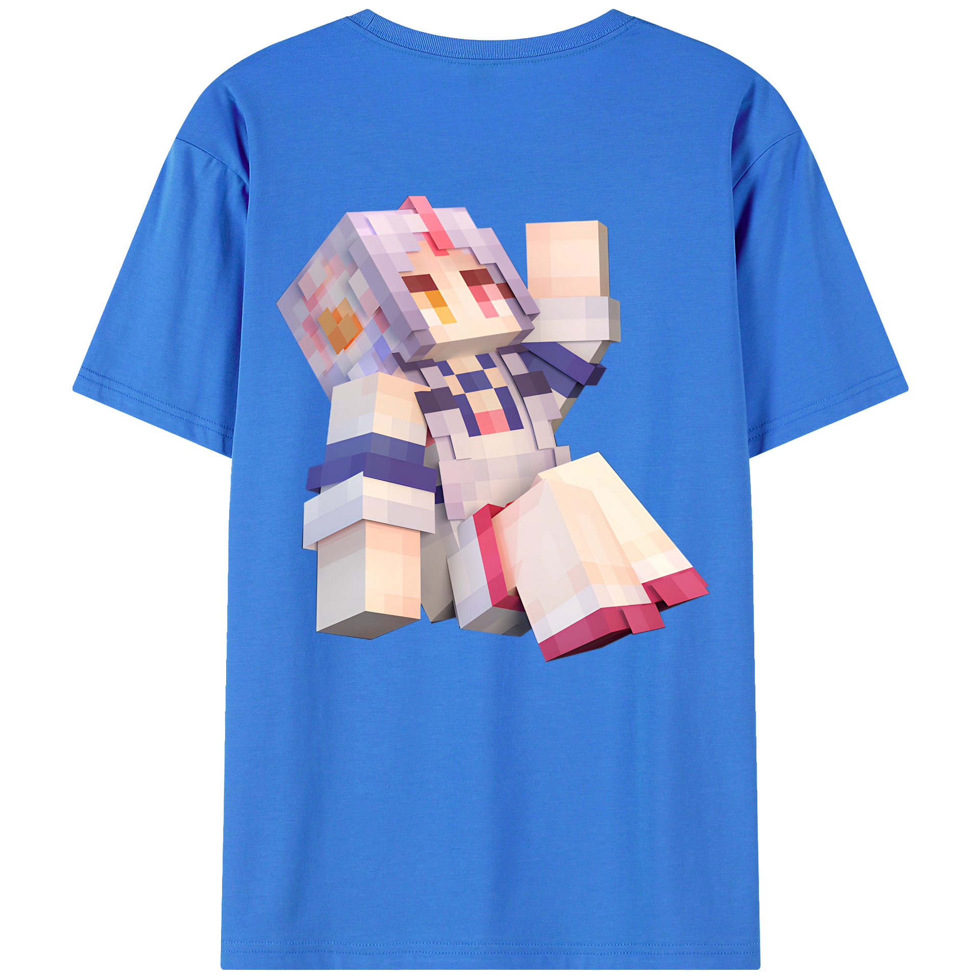 （画像用） マインクラフト ブロックの世界 Minecraft MC Block world 綿100％ メンズ半袖Tシャツ（バックプリント） 通気性