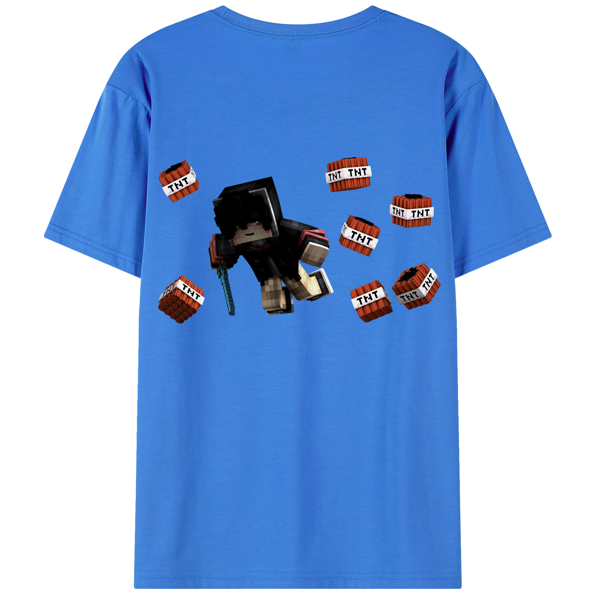 （画像用） マインクラフト ブロックの世界 Minecraft MC Block world 綿100％ メンズ半袖Tシャツ（バックプリント） 通気性