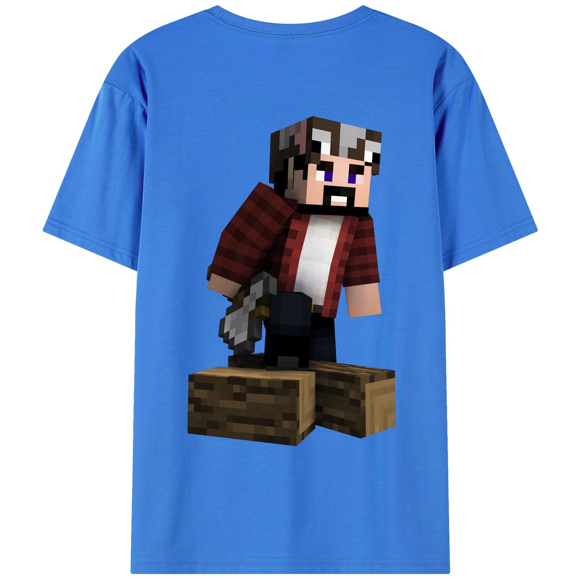 （画像用） マインクラフト ブロックの世界 Minecraft MC Block world 綿100％ メンズ半袖Tシャツ（バックプリント） 通気性