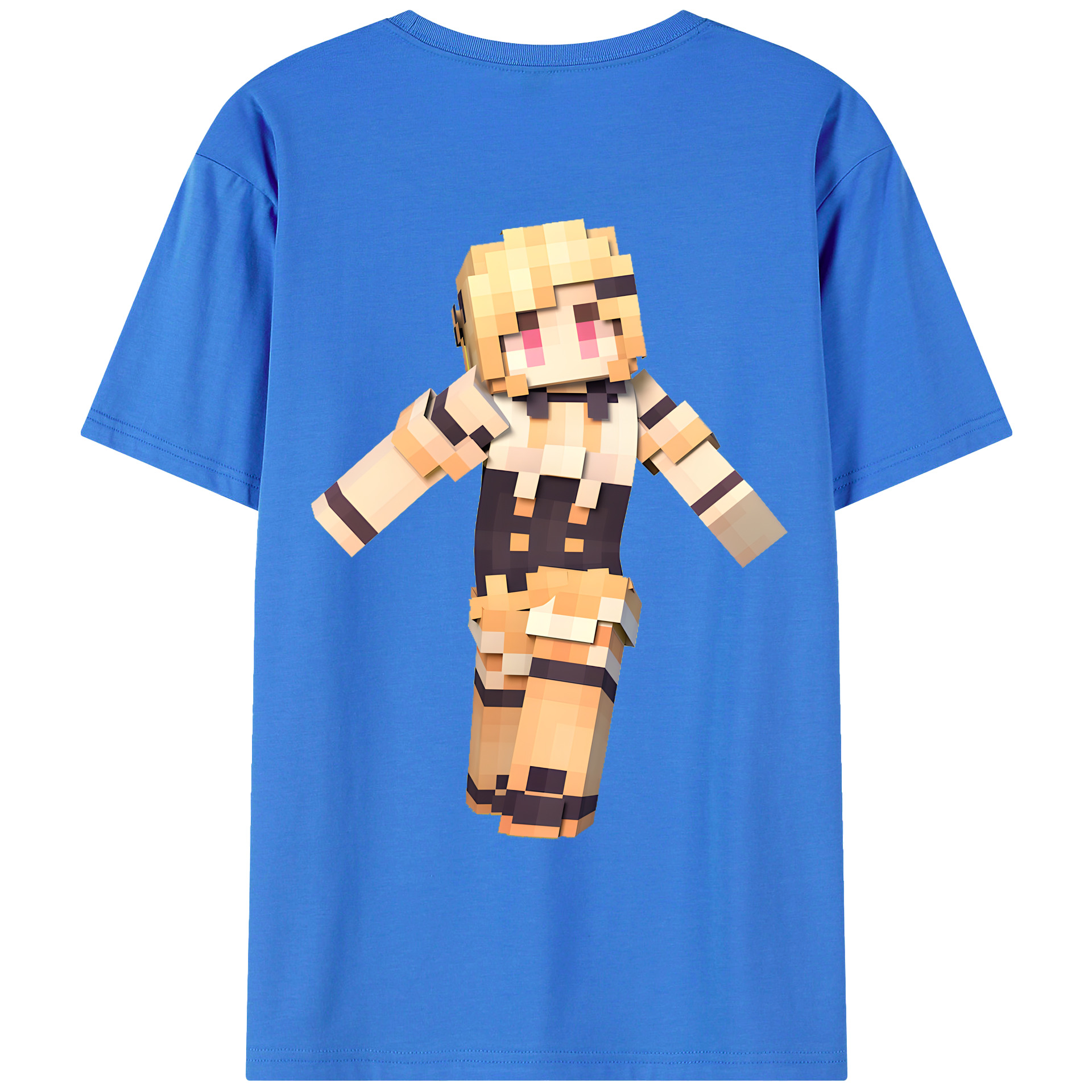 （画像用） マインクラフト ブロックの世界 Minecraft MC Block world 綿100％ メンズ半袖Tシャツ（バックプリント） 通気性