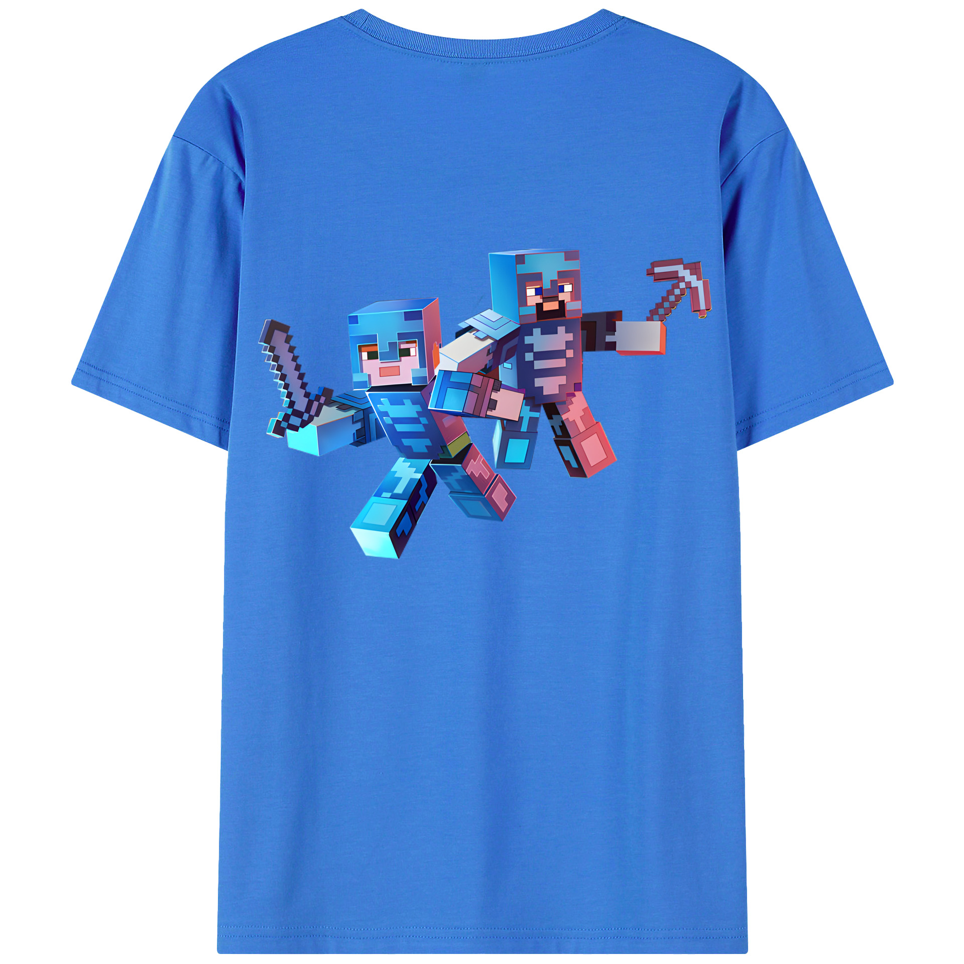 （画像用） マインクラフト ブロックの世界 Minecraft MC Block world 綿100％ メンズ半袖Tシャツ（バックプリント） 通気性