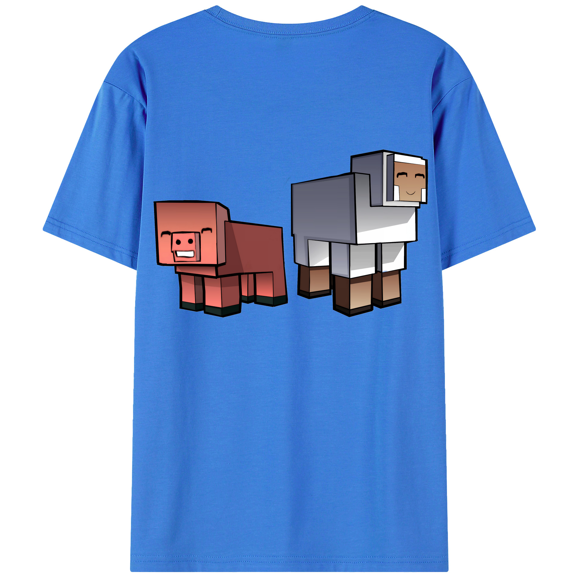 （画像用） マインクラフト ブロックの世界 Minecraft MC Block world 綿100％ メンズ半袖Tシャツ（バックプリント） 通気性