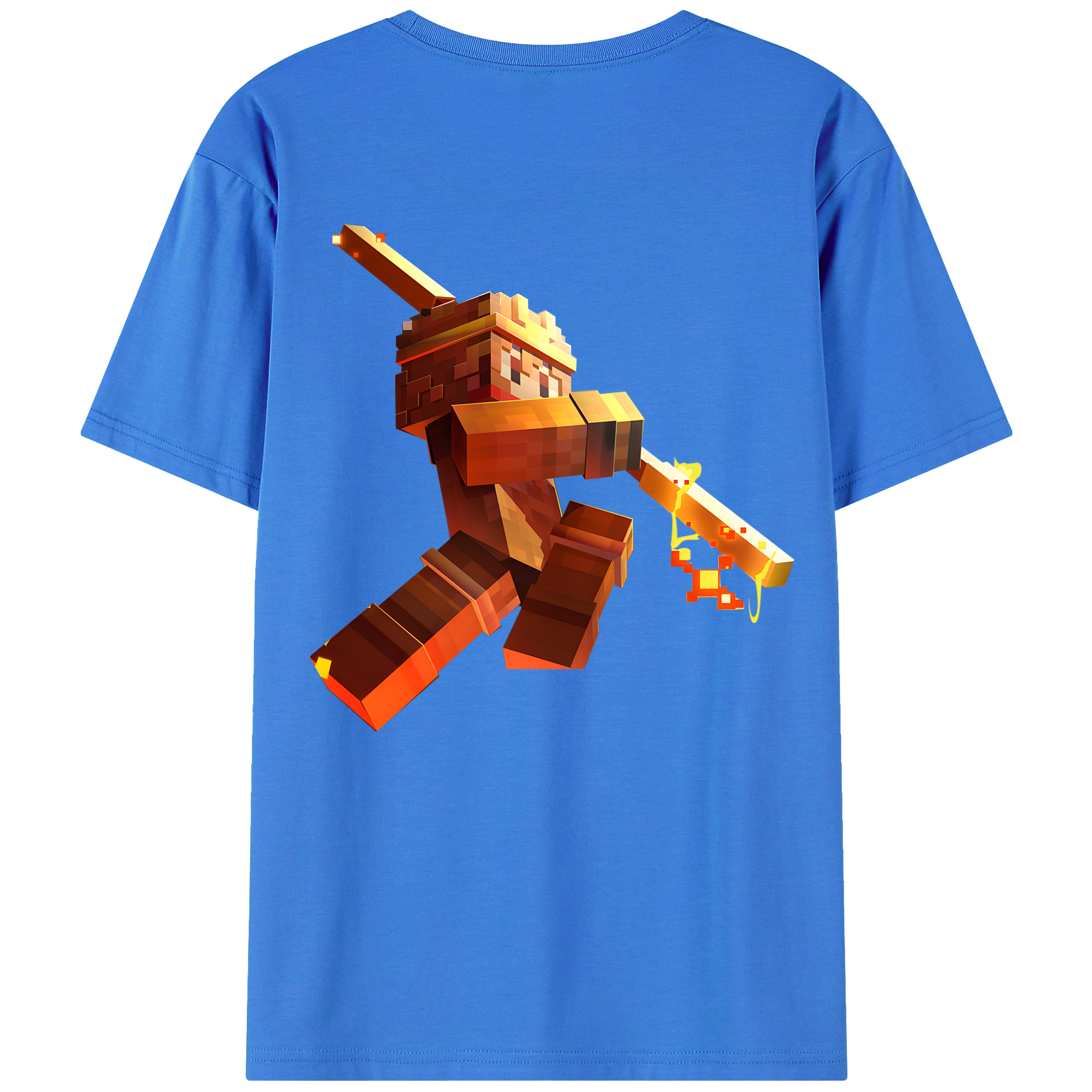 （画像用） マインクラフト ブロックの世界 Minecraft MC Block world 綿100％ メンズ半袖Tシャツ（バックプリント） 通気性