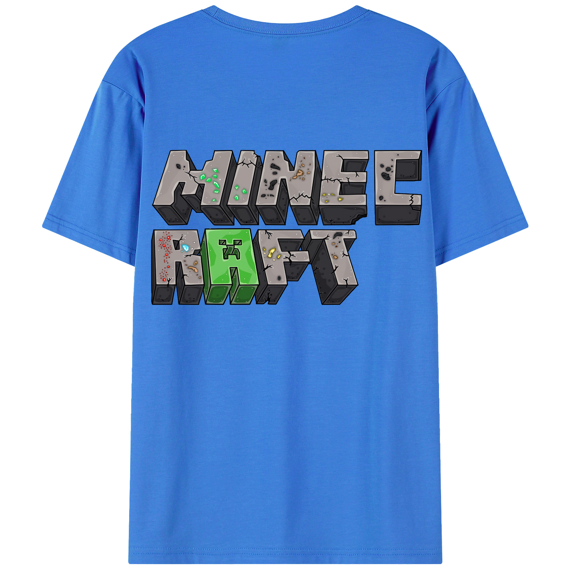 （画像用） マインクラフト ブロックの世界 Minecraft MC Block world 綿100％ メンズ半袖Tシャツ（バックプリント） 通気性