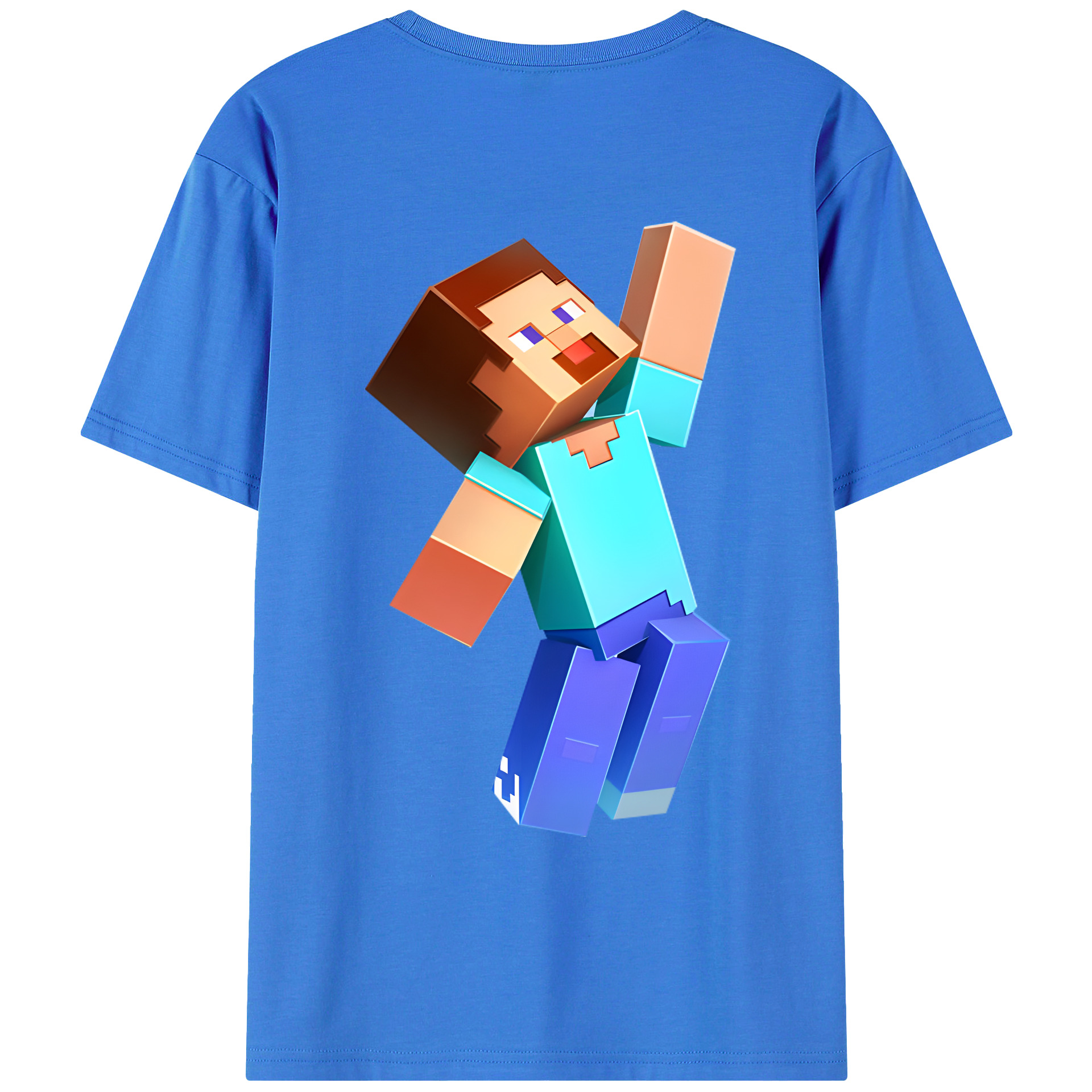 （画像用） マインクラフト ブロックの世界 Minecraft MC Block world 綿100％ メンズ半袖Tシャツ（バックプリント） 通気性