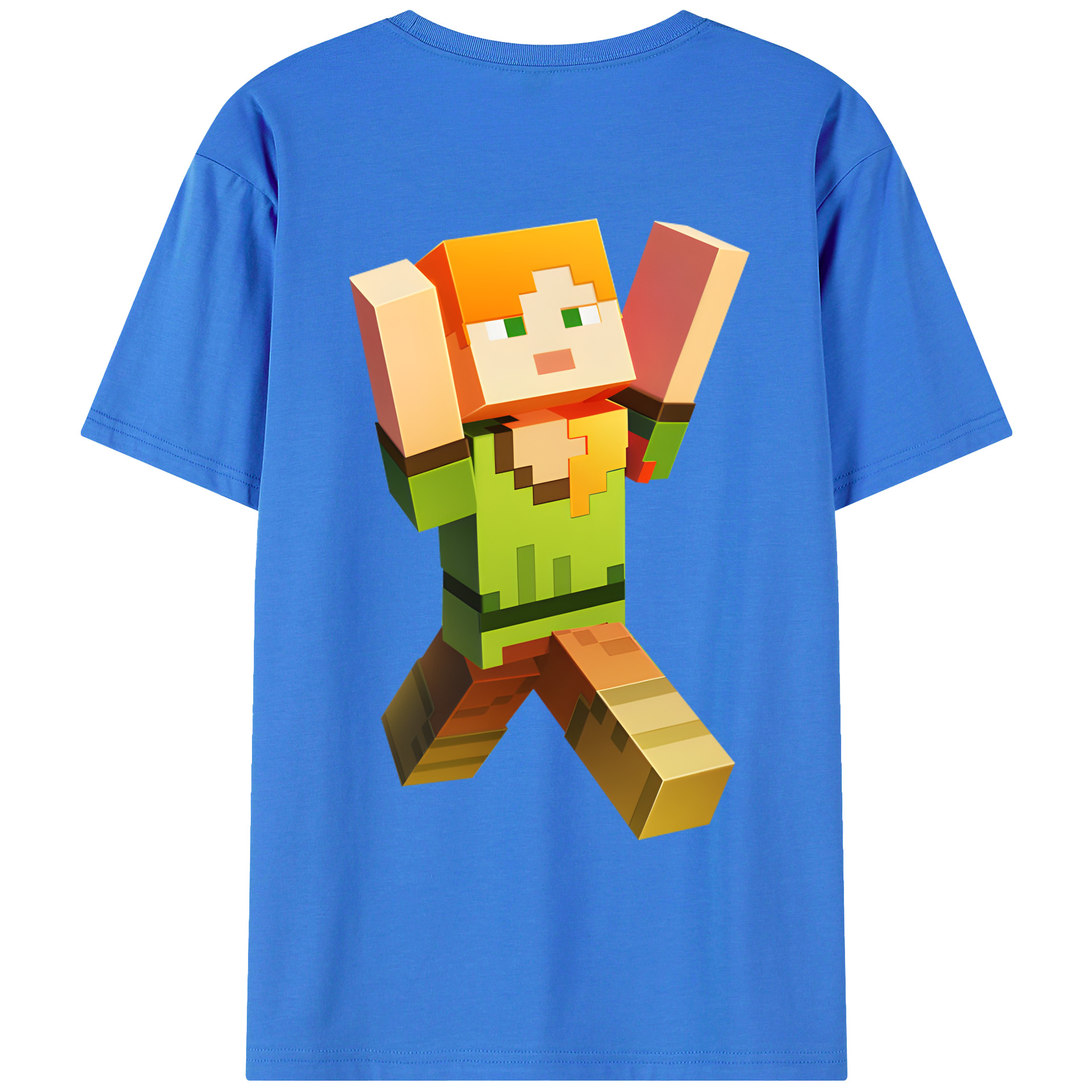 （画像用） マインクラフト ブロックの世界 Minecraft MC Block world 綿100％ メンズ半袖Tシャツ（バックプリント） 通気性