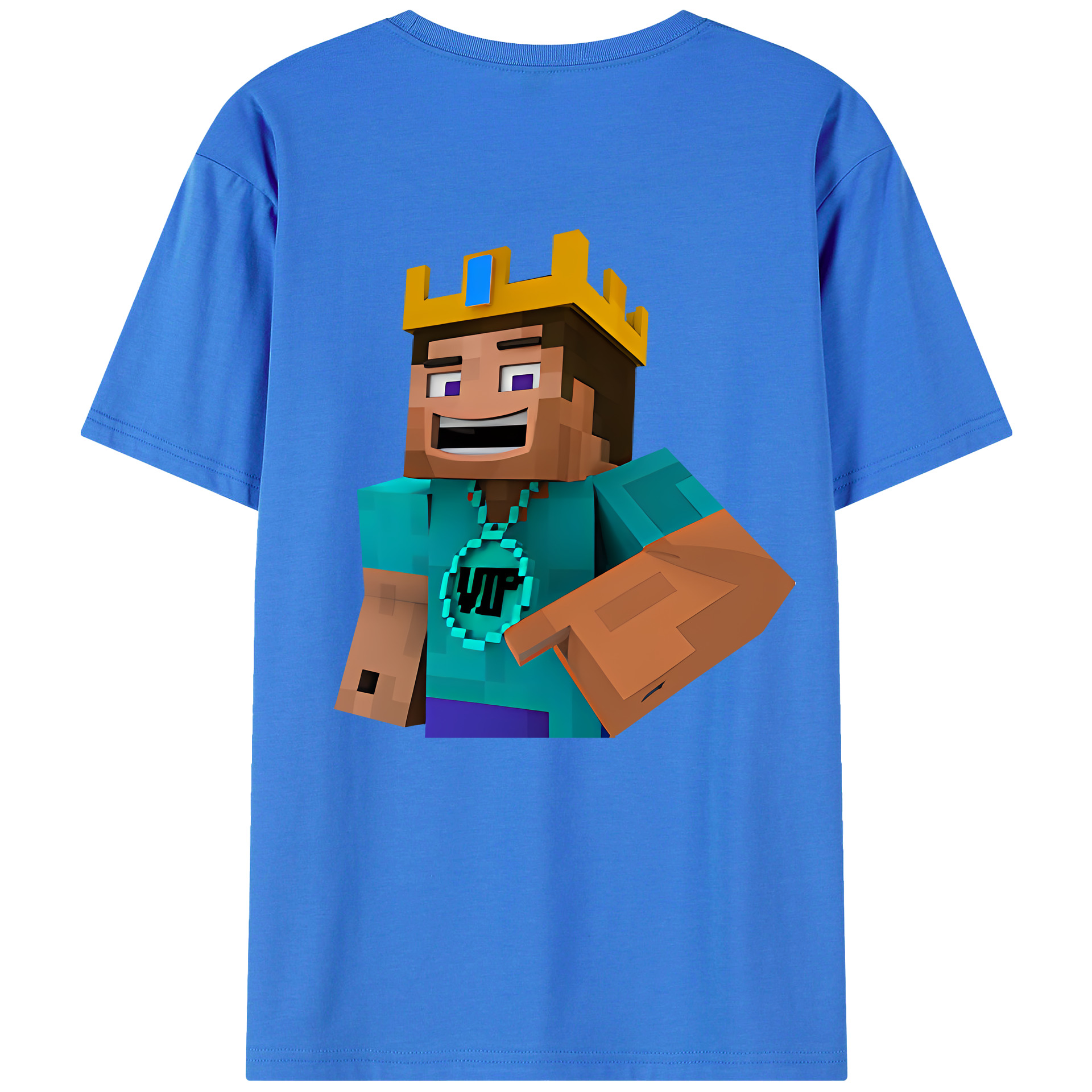 （画像用） マインクラフト ブロックの世界 Minecraft MC Block world 綿100％ メンズ半袖Tシャツ（バックプリント） 通気性
