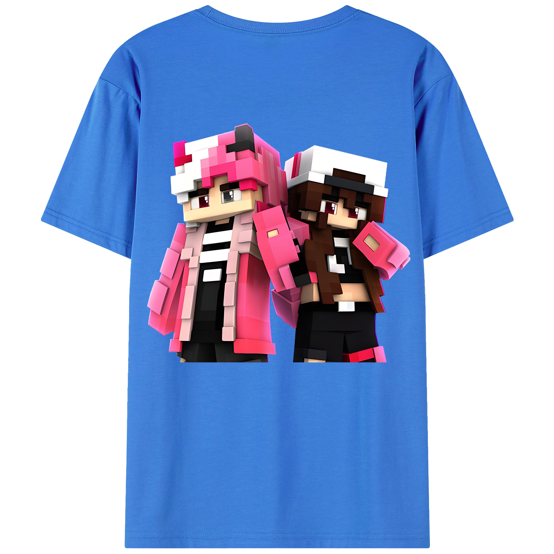 （画像用） マインクラフト ブロックの世界 Minecraft MC Block world 綿100％ メンズ半袖Tシャツ（バックプリント） 通気性