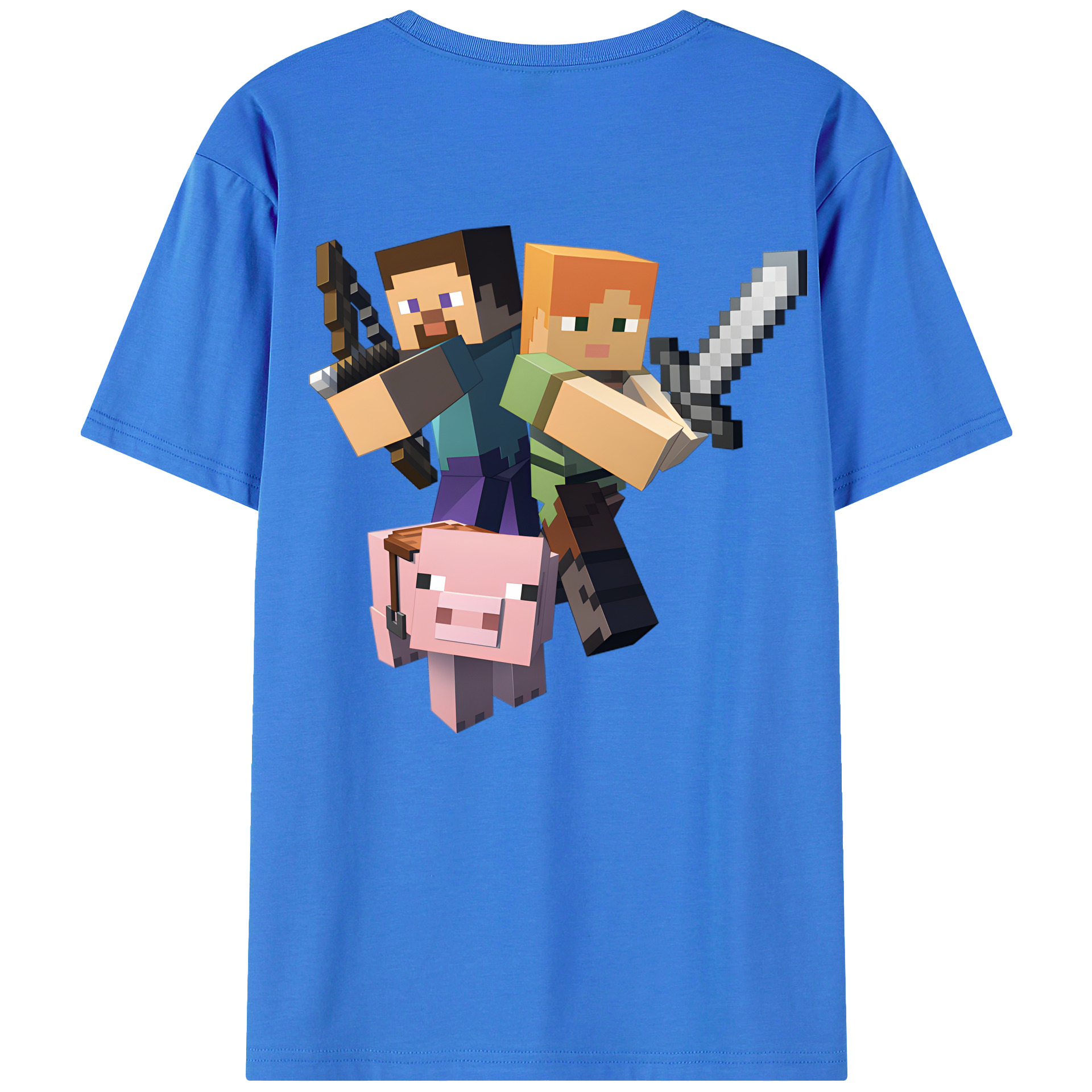（画像用） マインクラフト ブロックの世界 Minecraft MC Block world 綿100％ メンズ半袖Tシャツ（バックプリント） 通気性