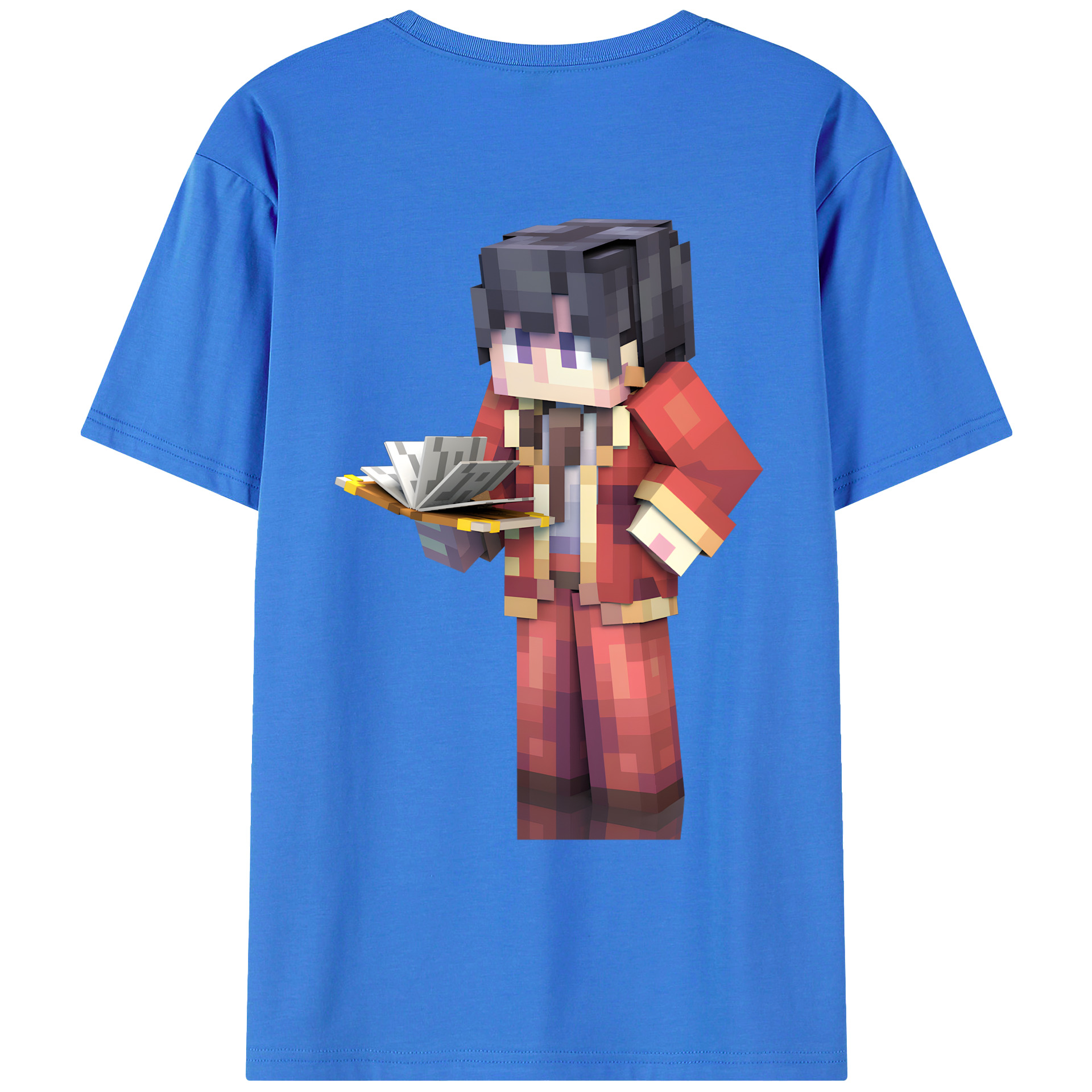 （画像用） マインクラフト ブロックの世界 Minecraft MC Block world 綿100％ メンズ半袖Tシャツ（バックプリント） 通気性