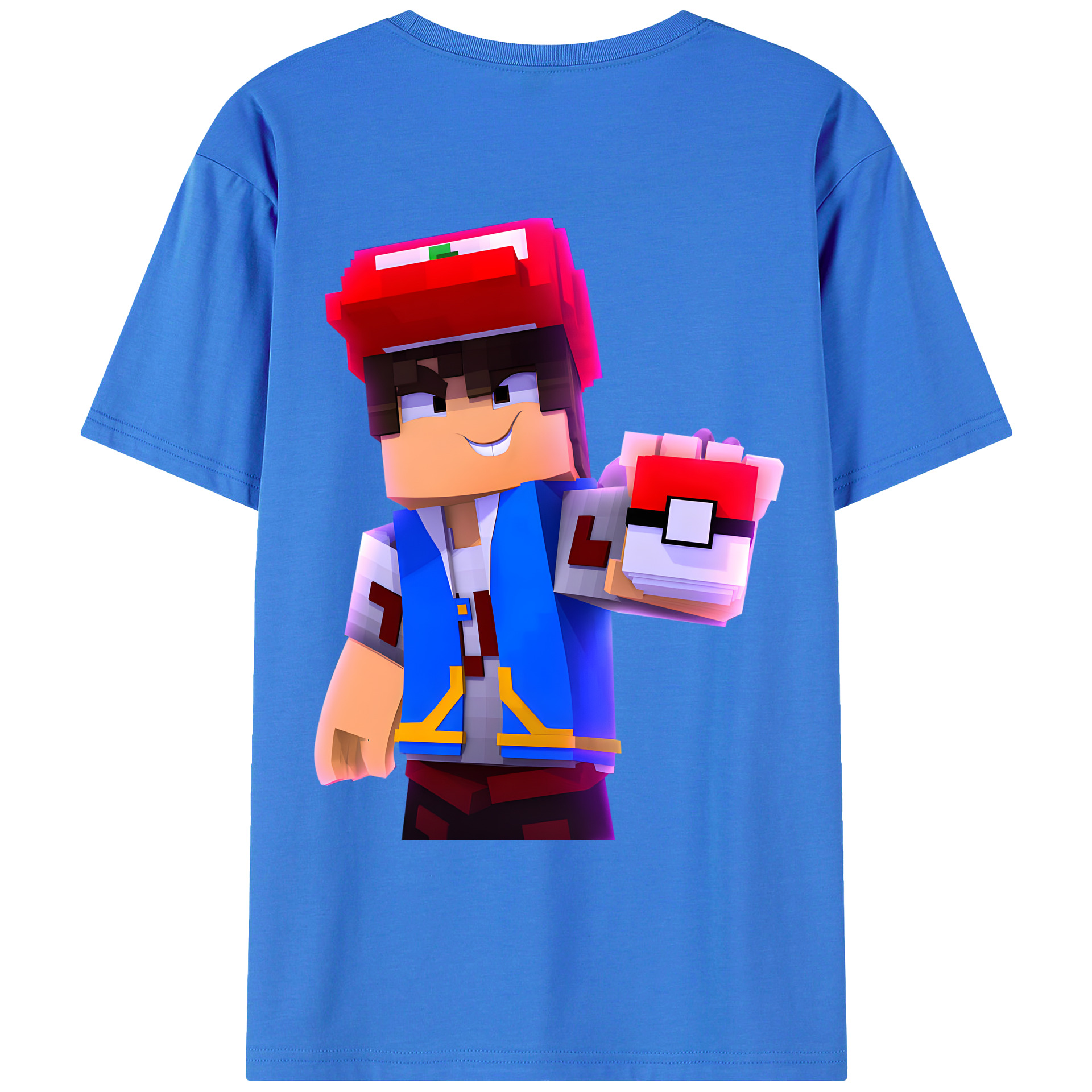 （画像用） マインクラフト ブロックの世界 Minecraft MC Block world 綿100％ メンズ半袖Tシャツ（バックプリント） 通気性