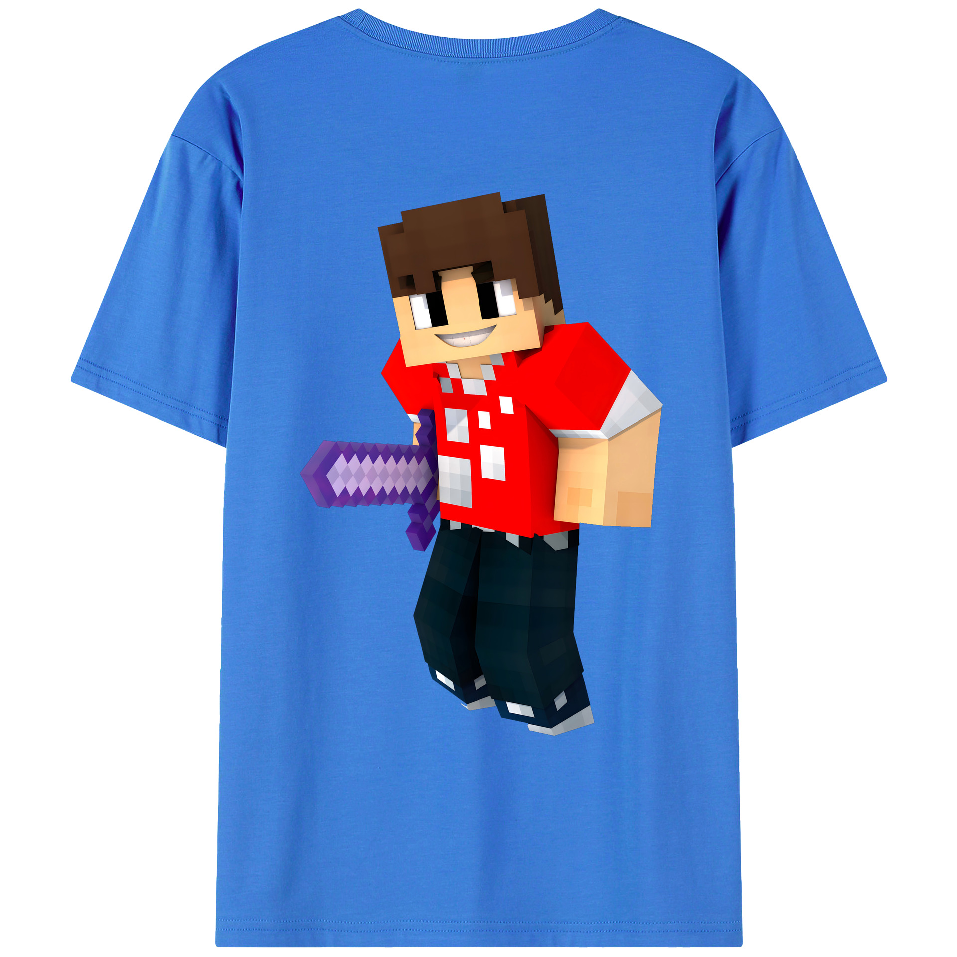 （画像用） マインクラフト ブロックの世界 Minecraft MC Block world 綿100％ メンズ半袖Tシャツ（バックプリント） 通気性