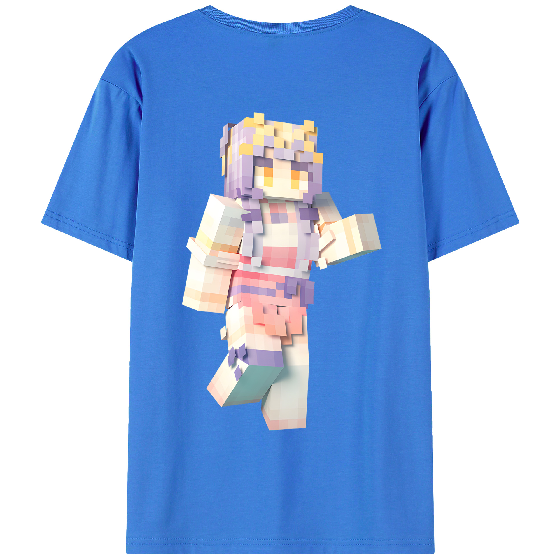 （画像用） マインクラフト ブロックの世界 Minecraft MC Block world 綿100％ メンズ半袖Tシャツ（バックプリント） 通気性