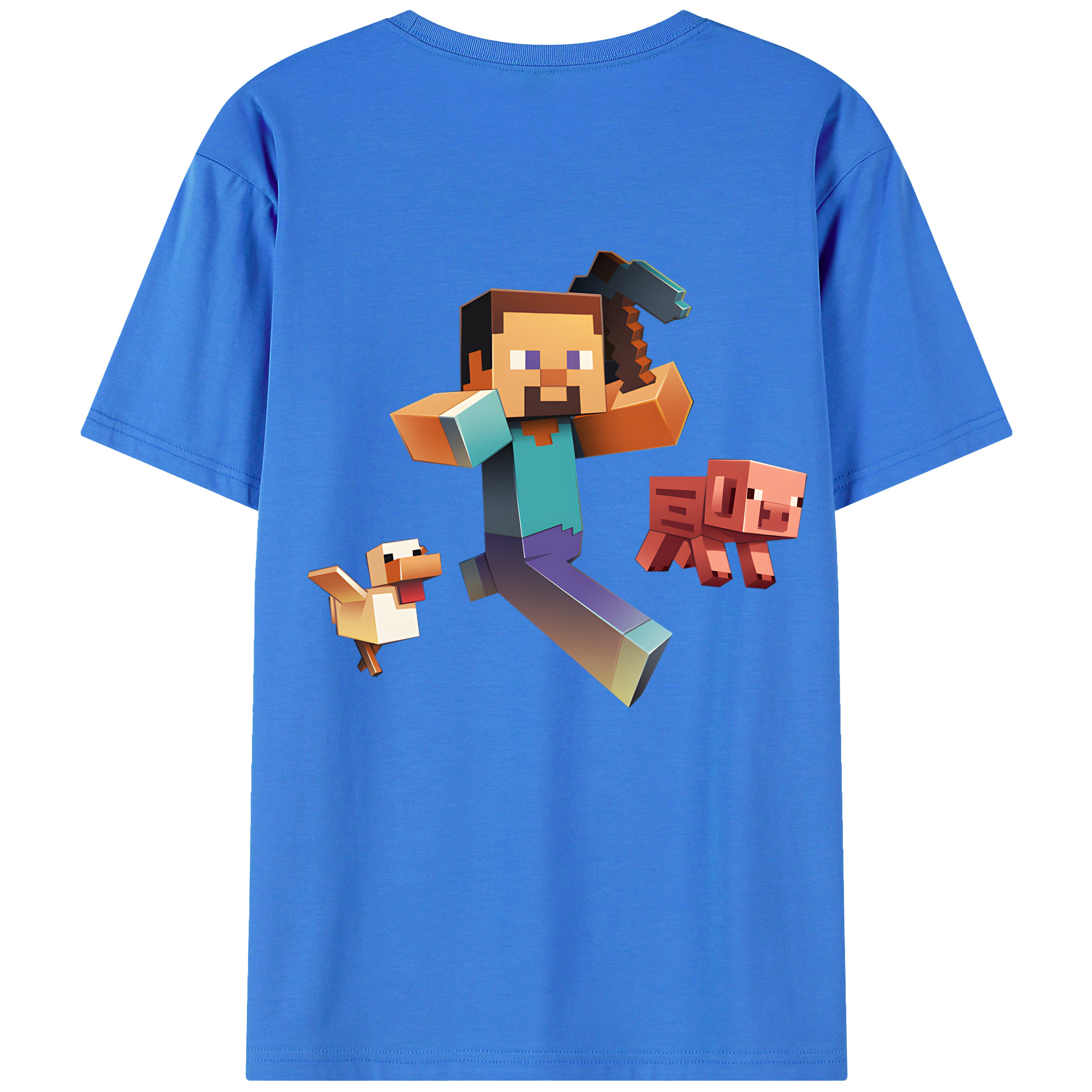 （画像用） マインクラフト ブロックの世界 Minecraft MC Block world 綿100％ メンズ半袖Tシャツ（バックプリント） 通気性