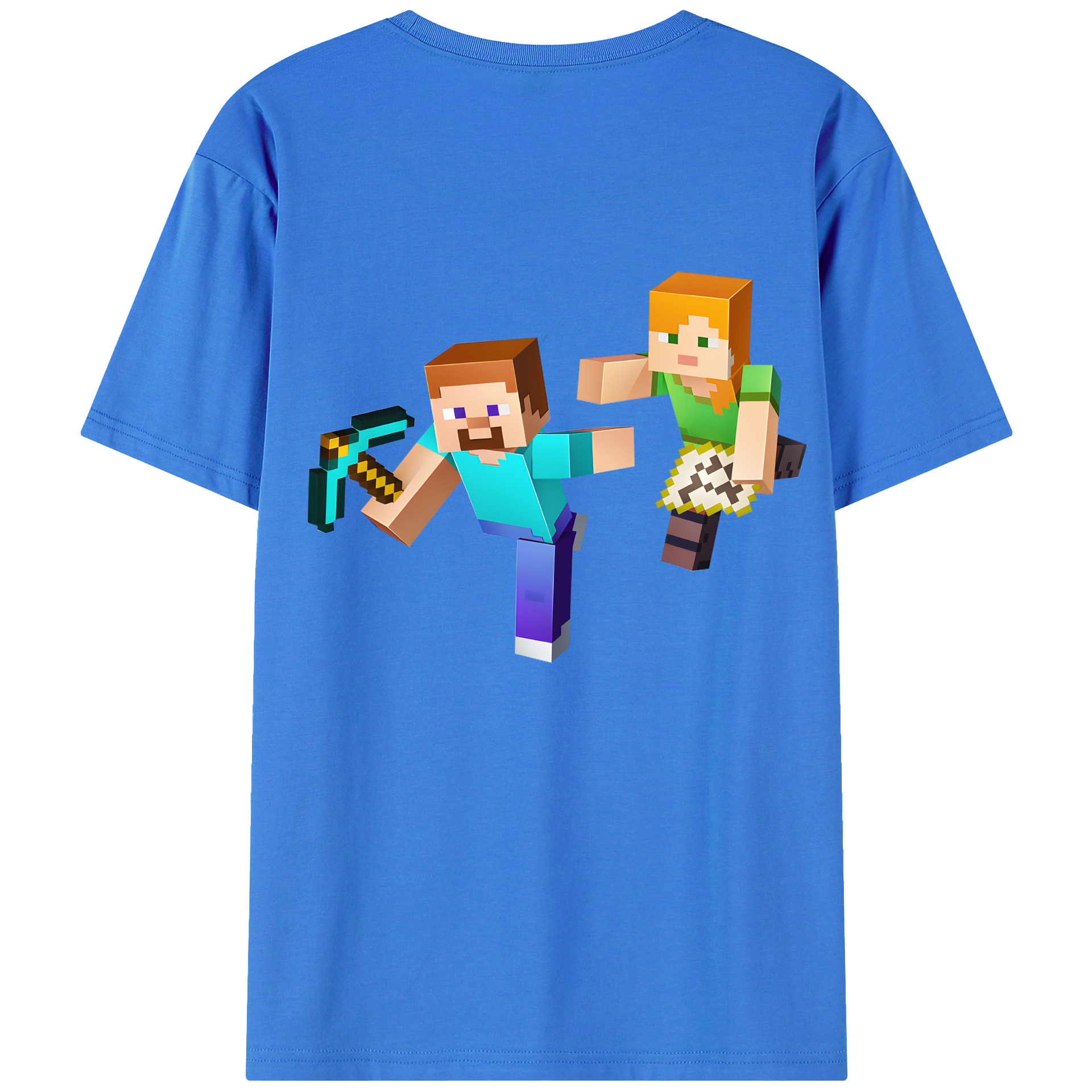 （画像用） マインクラフト ブロックの世界 Minecraft MC Block world 綿100％ メンズ半袖Tシャツ（バックプリント） 通気性