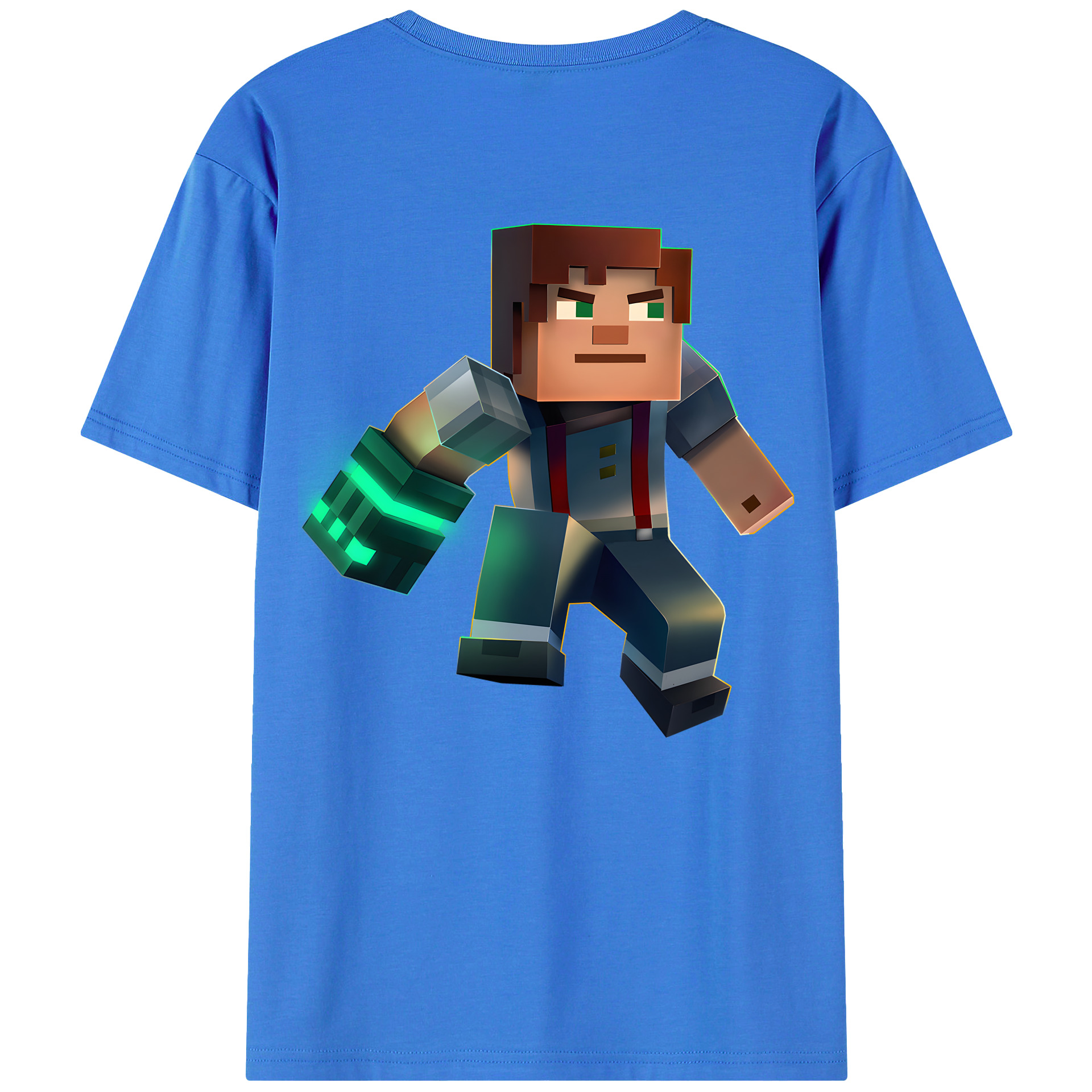 （画像用） マインクラフト ブロックの世界 Minecraft MC Block world 綿100％ メンズ半袖Tシャツ（バックプリント） 通気性
