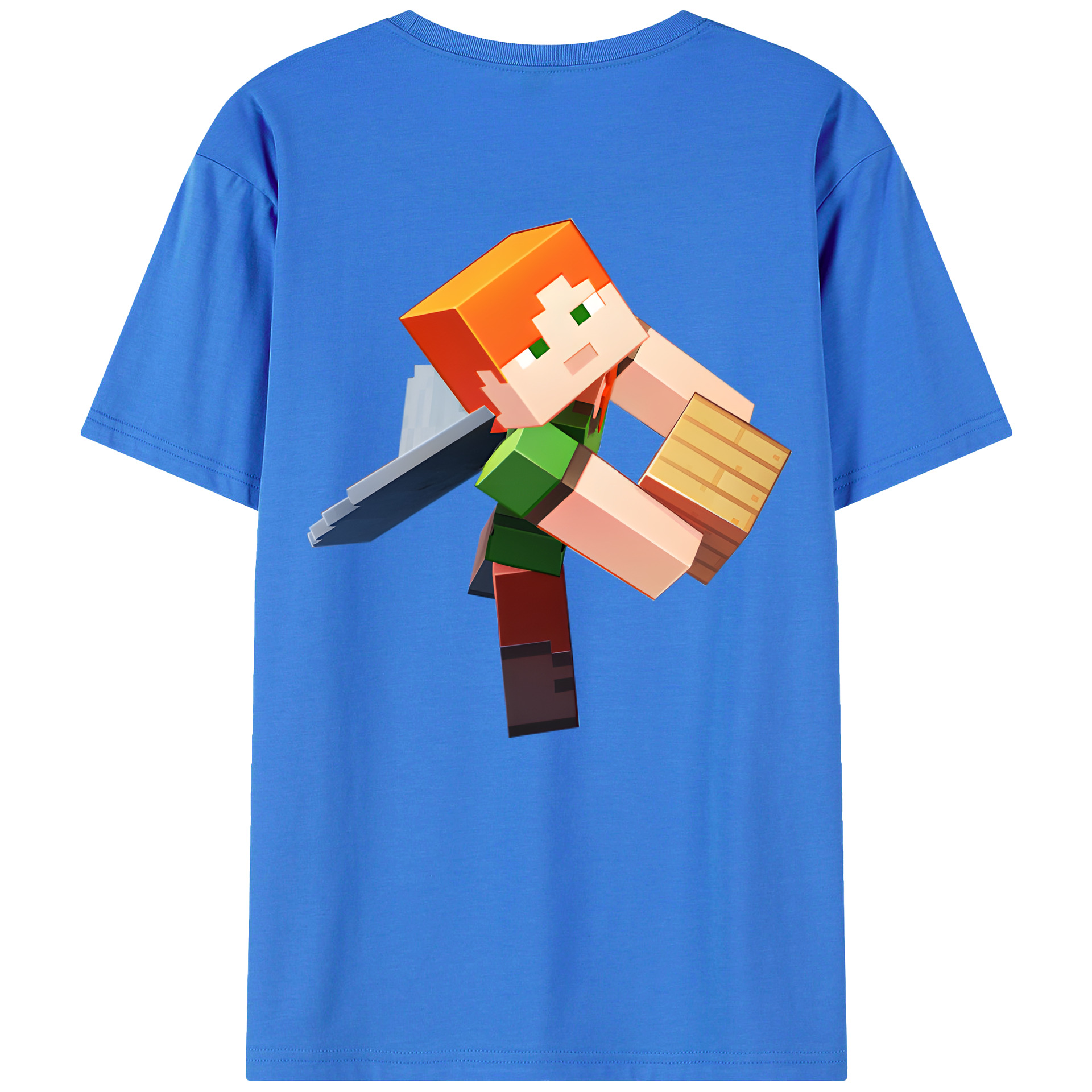 （画像用） マインクラフト ブロックの世界 Minecraft MC Block world 綿100％ メンズ半袖Tシャツ（バックプリント） 通気性