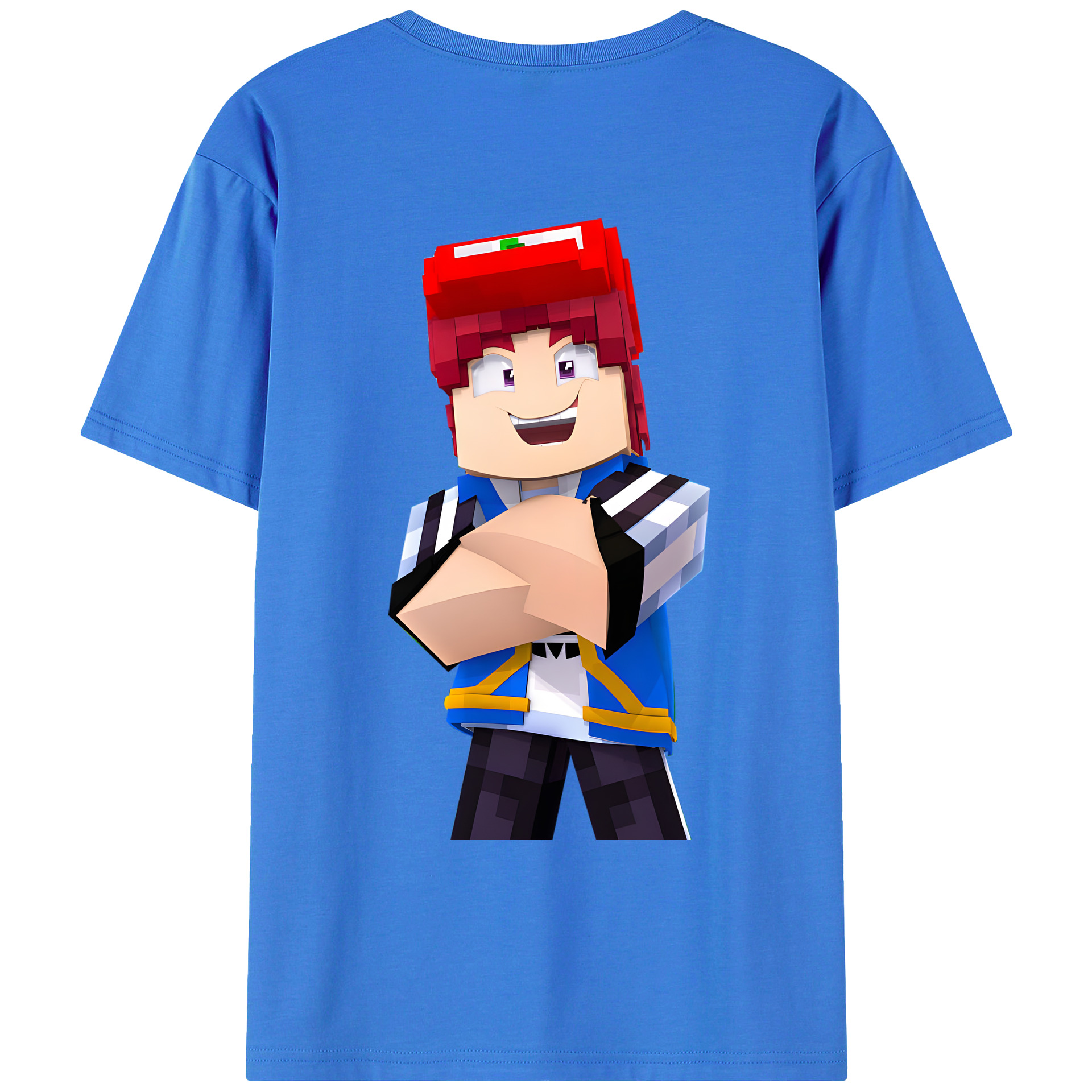 （画像用） マインクラフト ブロックの世界 Minecraft MC Block world 綿100％ メンズ半袖Tシャツ（バックプリント） 通気性