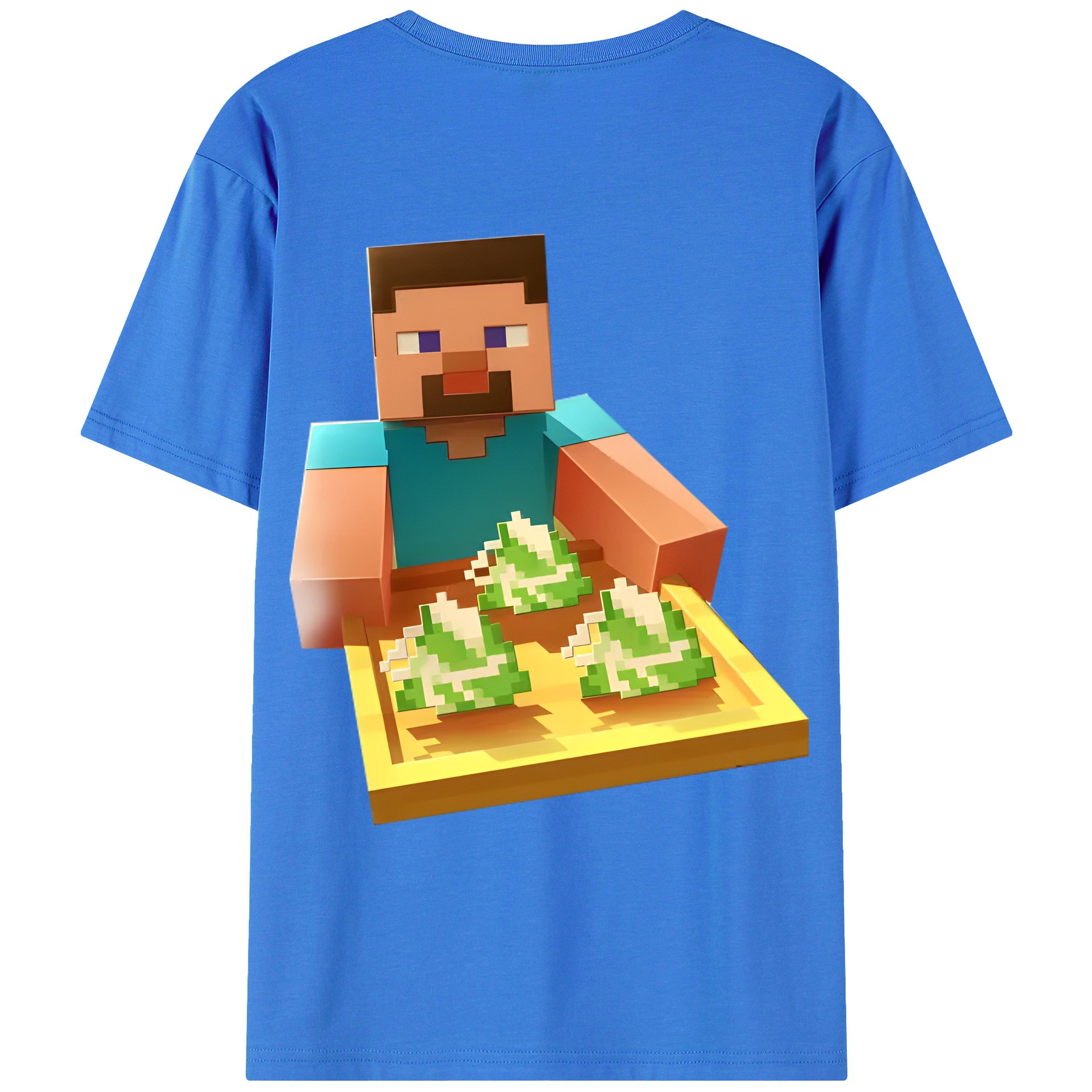 （画像用） マインクラフト ブロックの世界 Minecraft MC Block world 綿100％ メンズ半袖Tシャツ（バックプリント） 通気性
