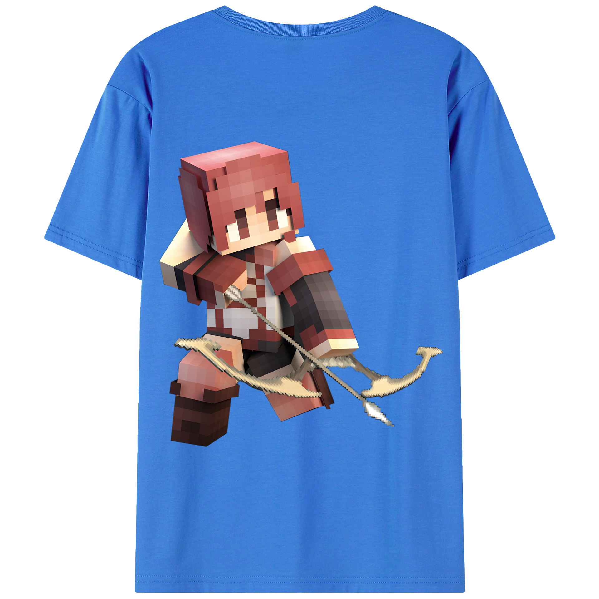（画像用） マインクラフト ブロックの世界 Minecraft MC Block world 綿100％ メンズ半袖Tシャツ（バックプリント） 通気性