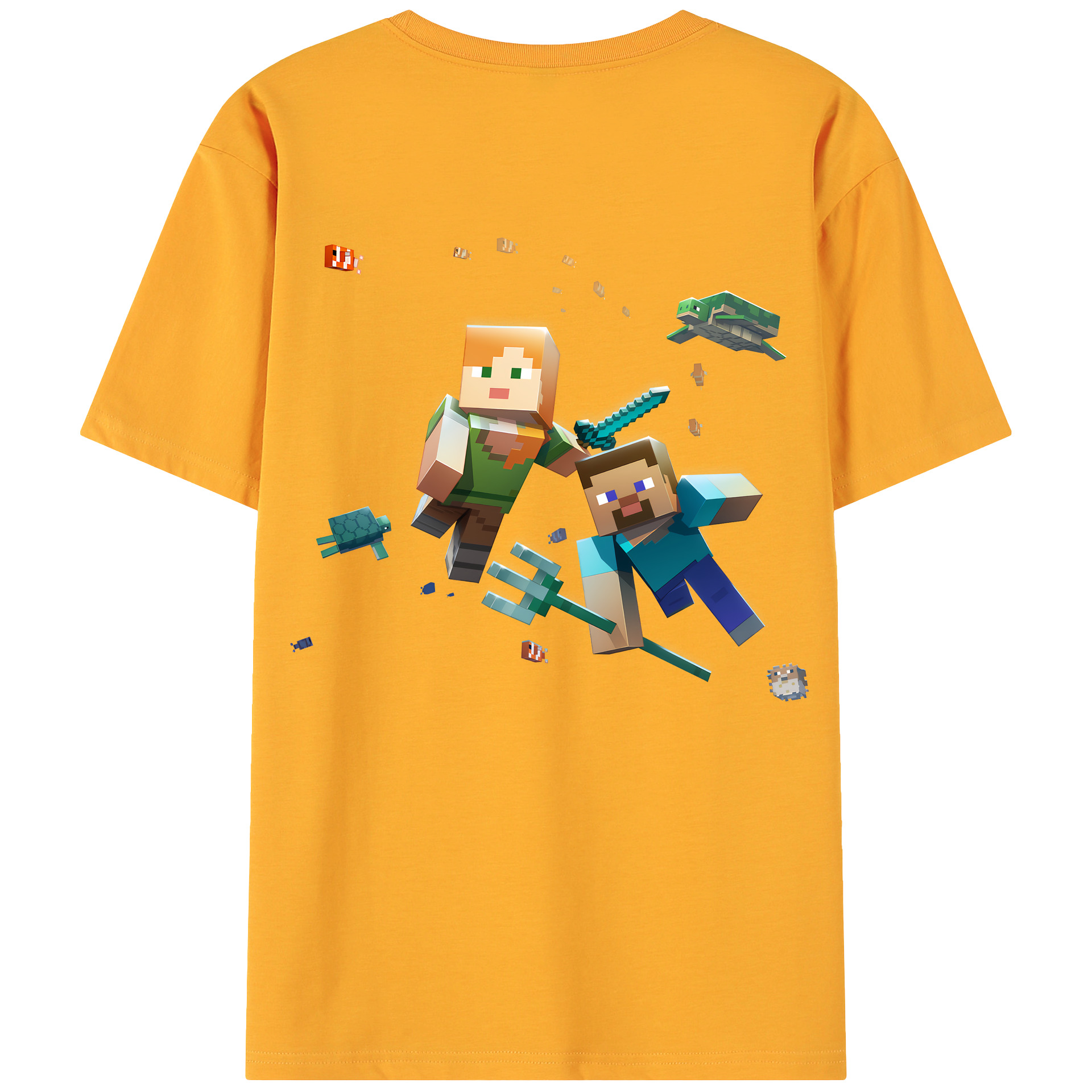 （画像用） マインクラフト ブロックの世界 Minecraft MC Block world 綿100％ メンズ半袖Tシャツ（バックプリント） 通気性