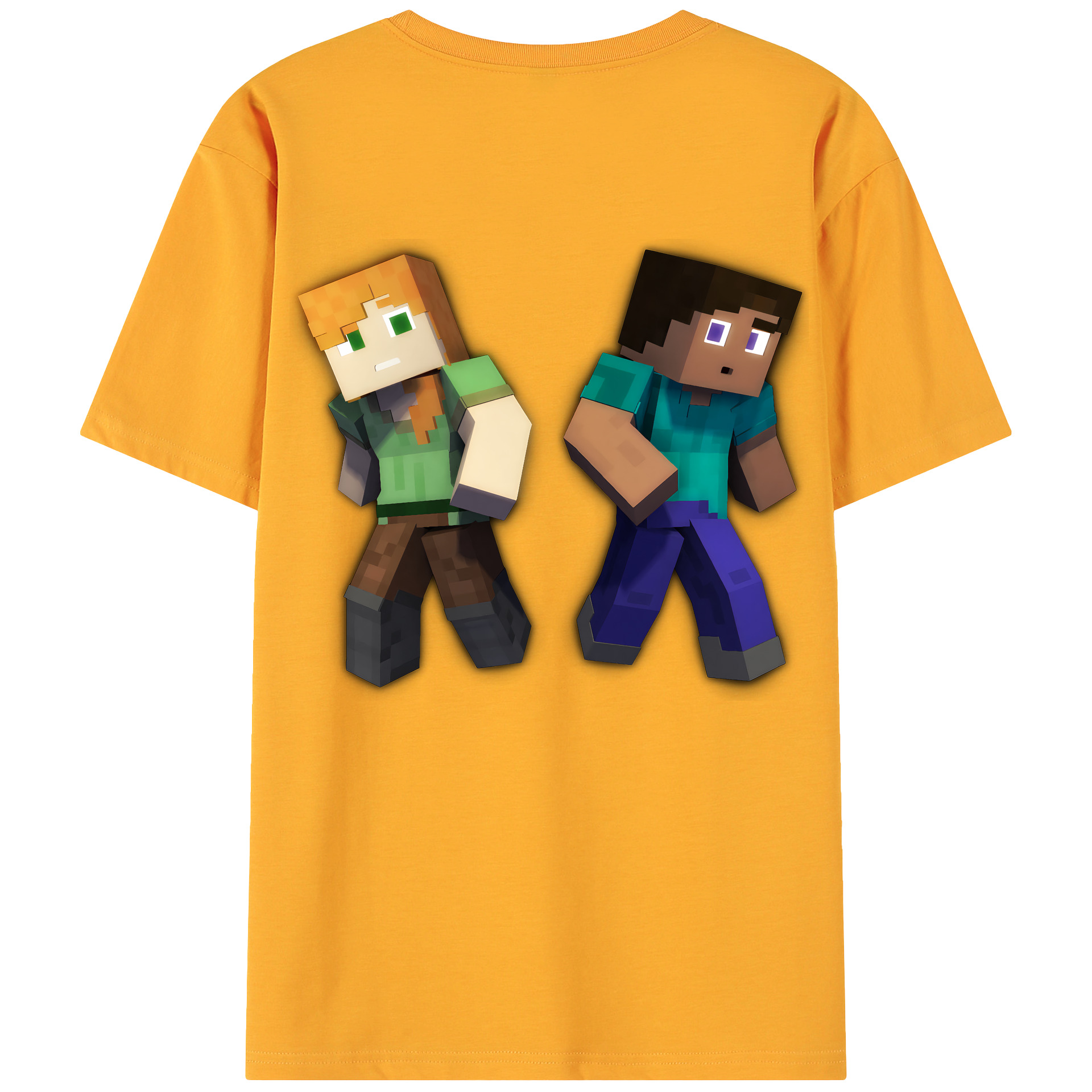 （画像用） マインクラフト ブロックの世界 Minecraft MC Block world 綿100％ メンズ半袖Tシャツ（バックプリント） 通気性