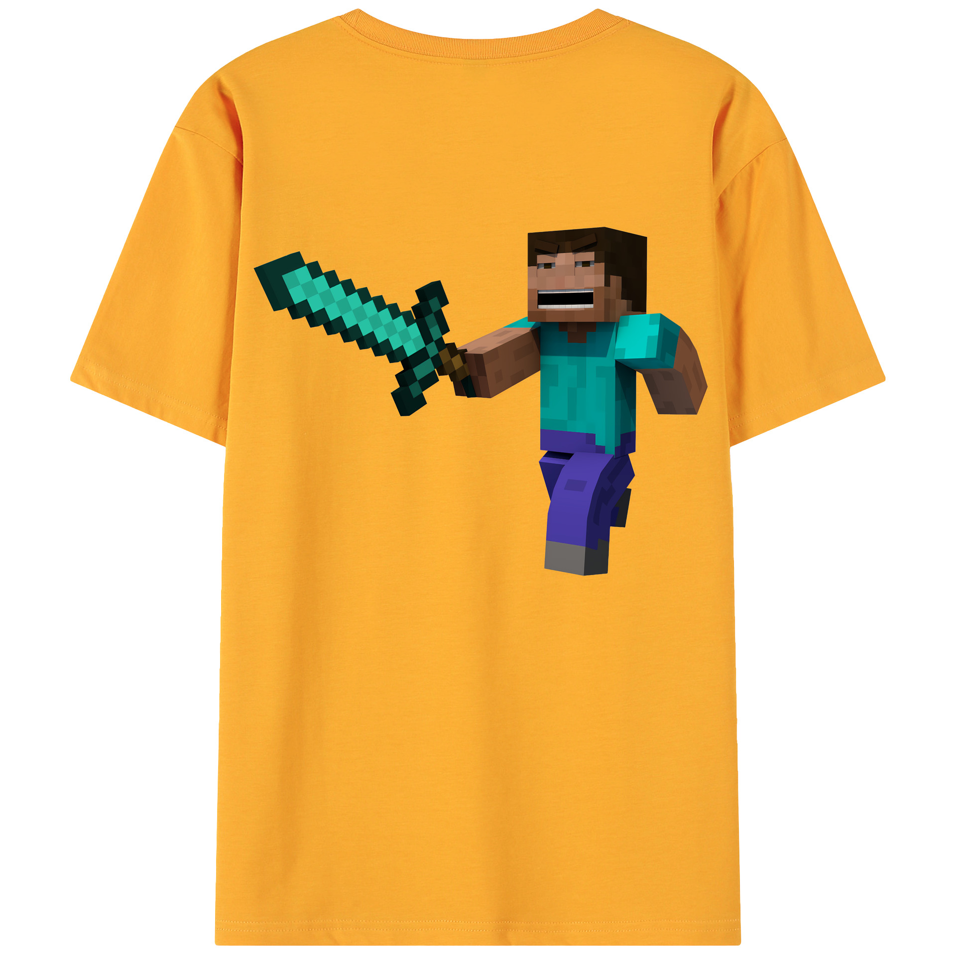 （画像用） マインクラフト ブロックの世界 Minecraft MC Block world 綿100％ メンズ半袖Tシャツ（バックプリント） 通気性