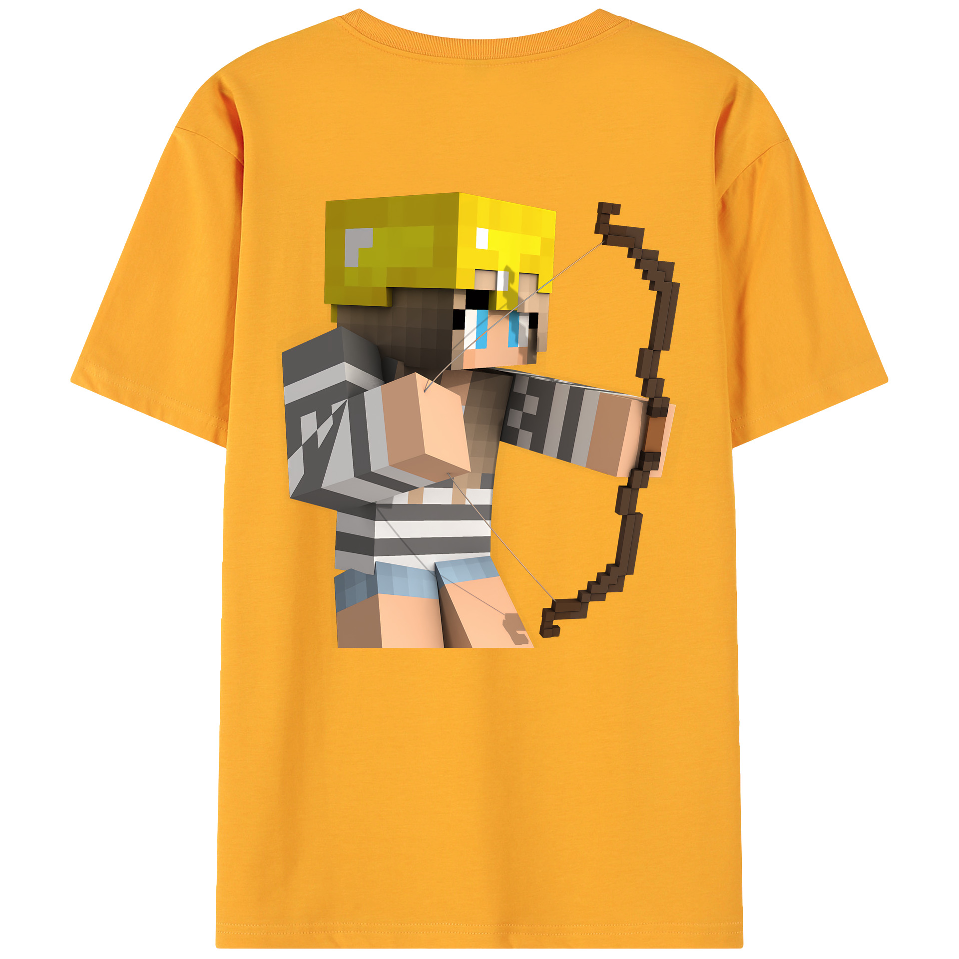 （画像用） マインクラフト ブロックの世界 Minecraft MC Block world 綿100％ メンズ半袖Tシャツ（バックプリント） 通気性