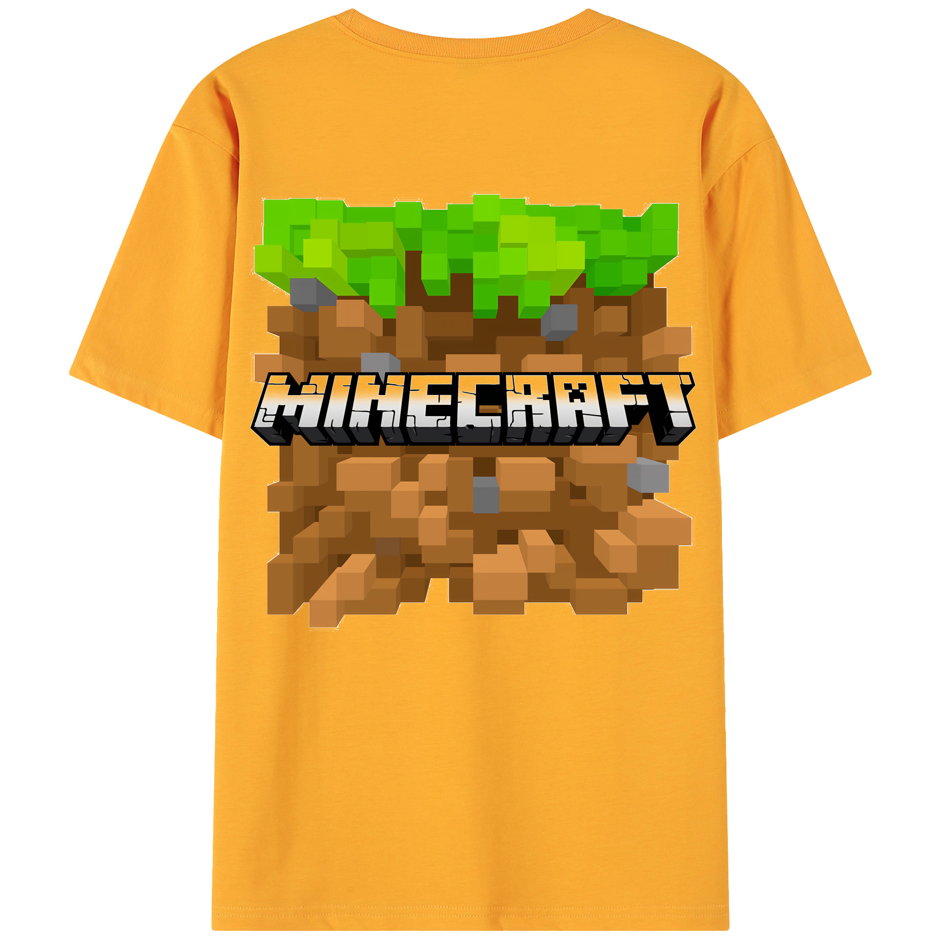 （画像用） マインクラフト ブロックの世界 Minecraft MC Block world 綿100％ メンズ半袖Tシャツ（バックプリント） 通気性
