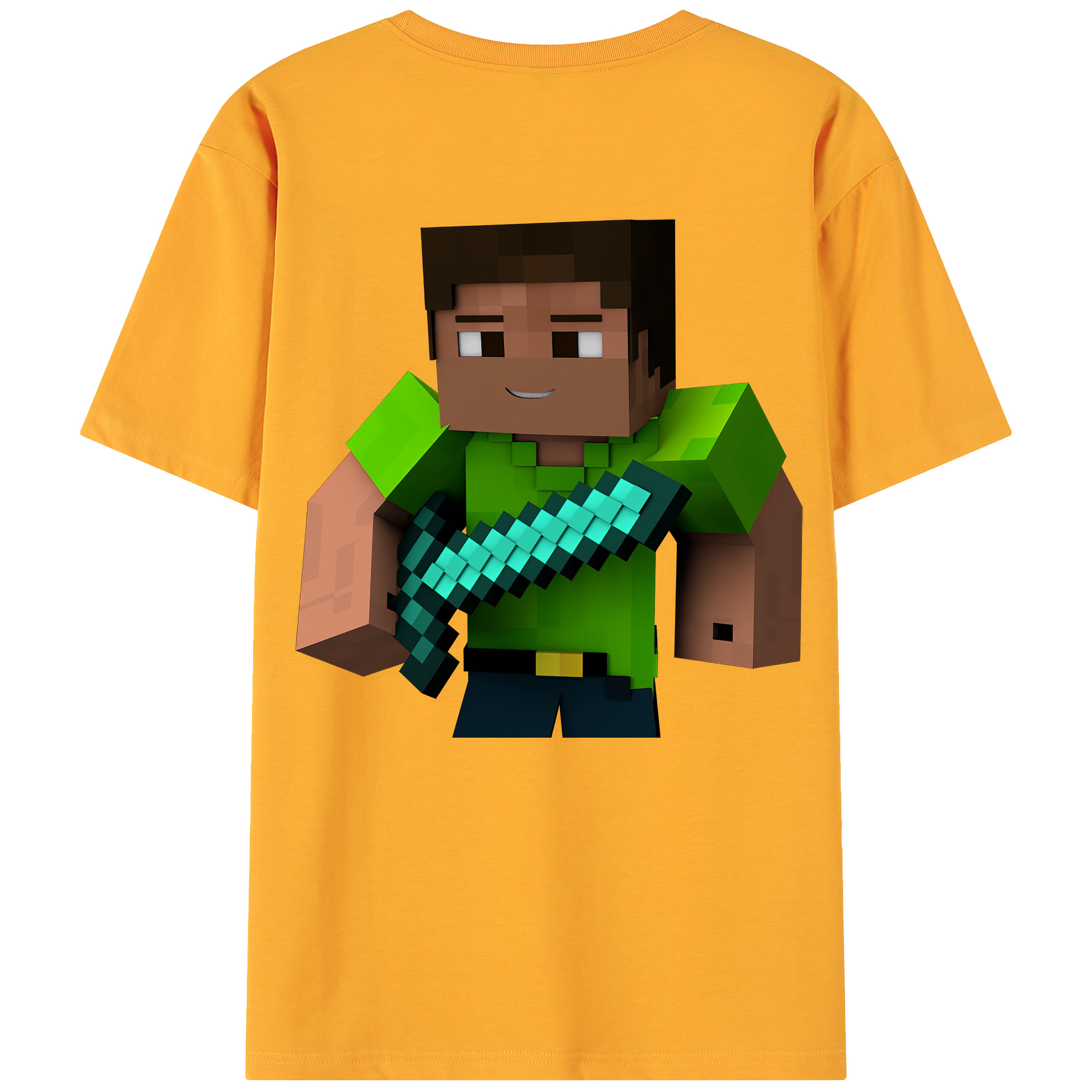 （画像用） マインクラフト ブロックの世界 Minecraft MC Block world 綿100％ メンズ半袖Tシャツ（バックプリント） 通気性
