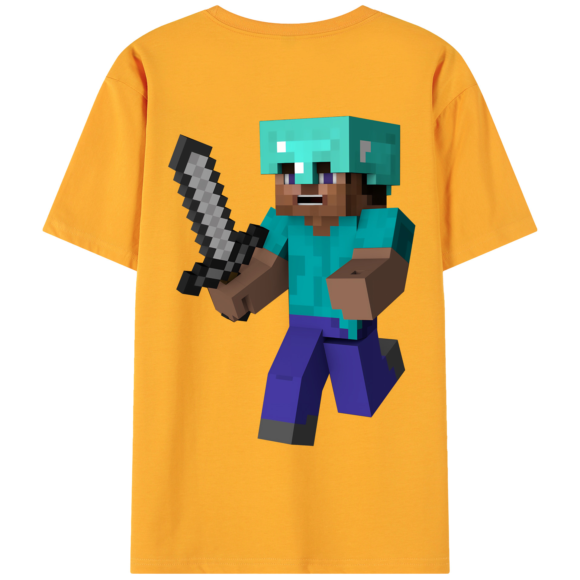 （画像用） マインクラフト ブロックの世界 Minecraft MC Block world 綿100％ メンズ半袖Tシャツ（バックプリント） 通気性
