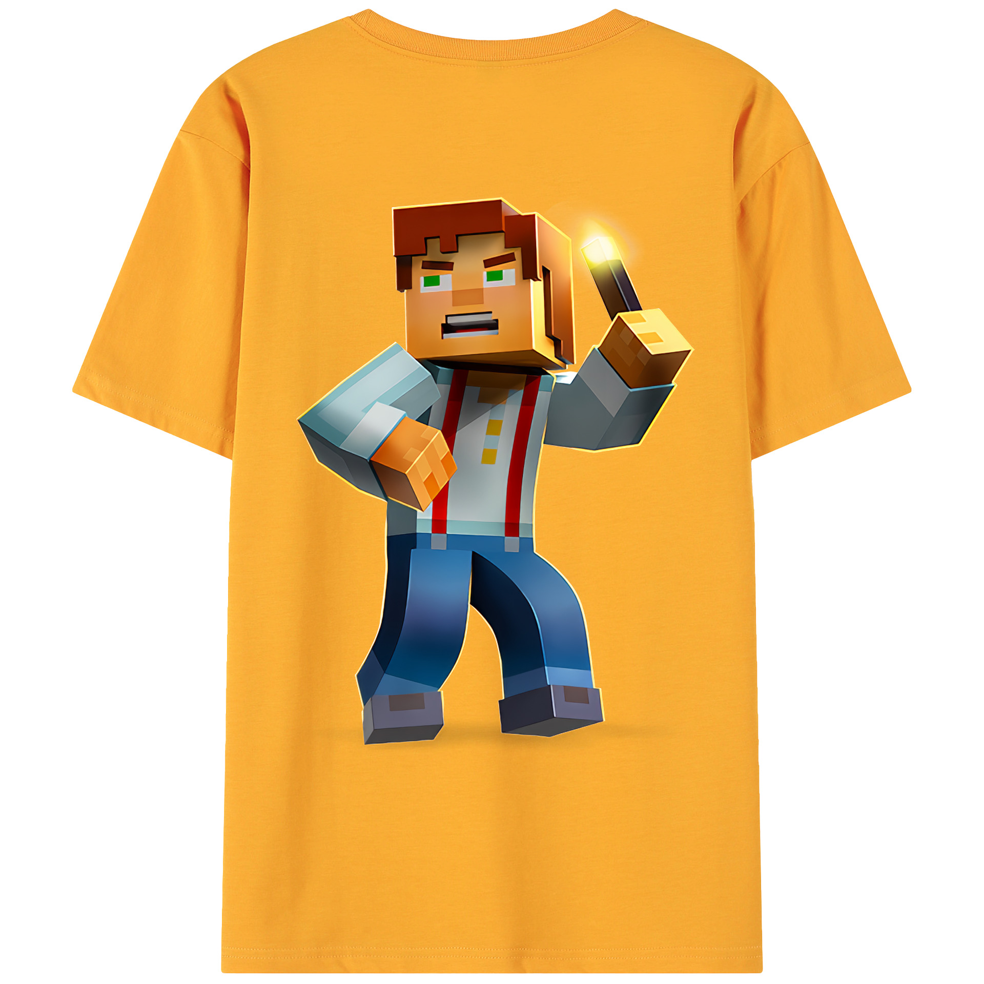 （画像用） マインクラフト ブロックの世界 Minecraft MC Block world 綿100％ メンズ半袖Tシャツ（バックプリント） 通気性