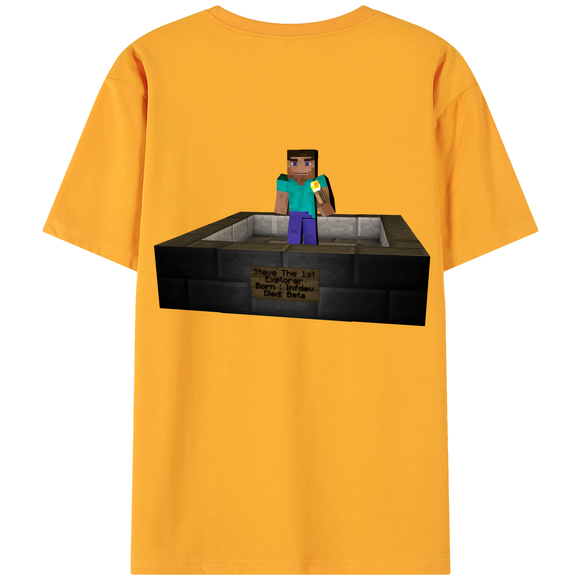 （画像用） マインクラフト ブロックの世界 Minecraft MC Block world 綿100％ メンズ半袖Tシャツ（バックプリント） 通気性