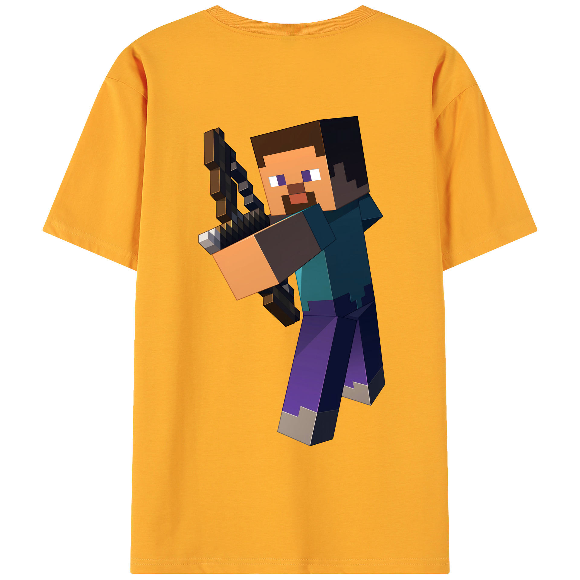 （画像用） マインクラフト ブロックの世界 Minecraft MC Block world 綿100％ メンズ半袖Tシャツ（バックプリント） 通気性