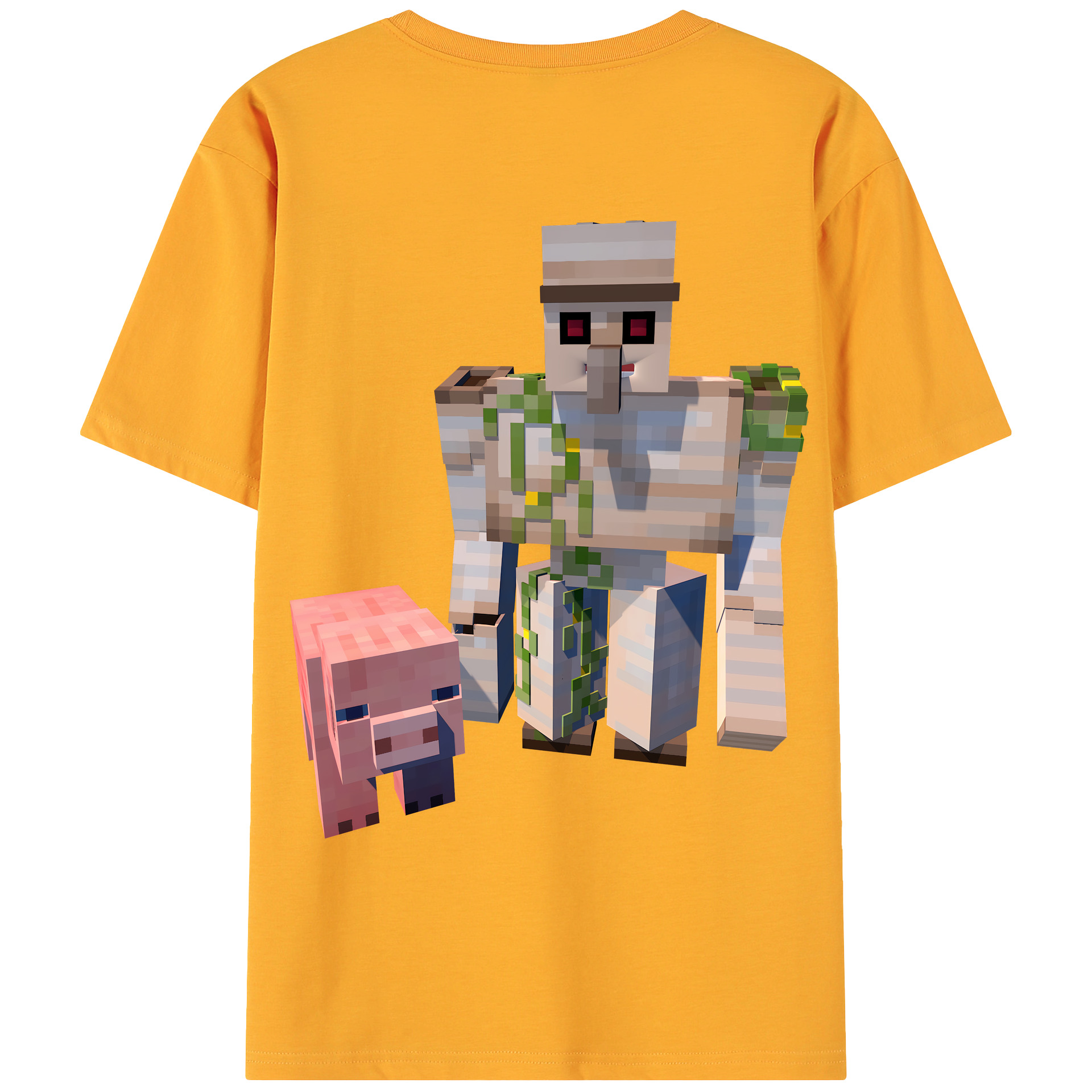 （画像用） マインクラフト ブロックの世界 Minecraft MC Block world 綿100％ メンズ半袖Tシャツ（バックプリント） 通気性