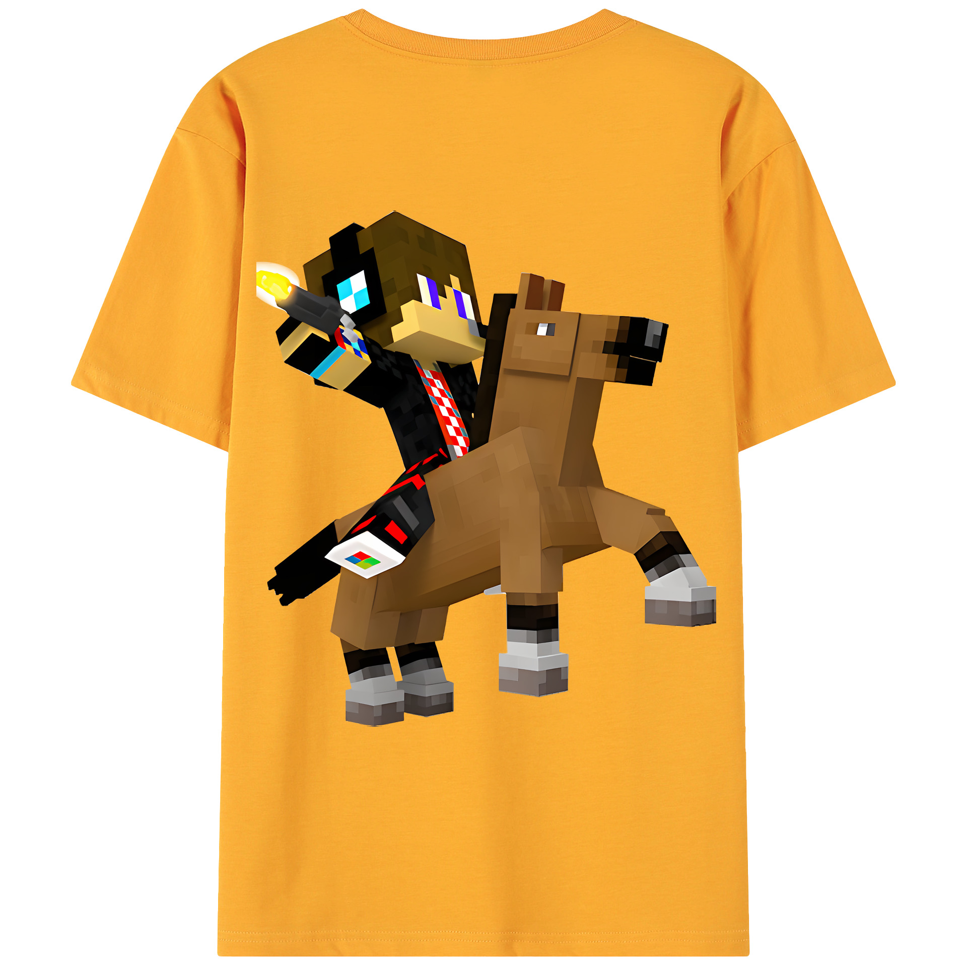 （画像用） マインクラフト ブロックの世界 Minecraft MC Block world 綿100％ メンズ半袖Tシャツ（バックプリント） 通気性