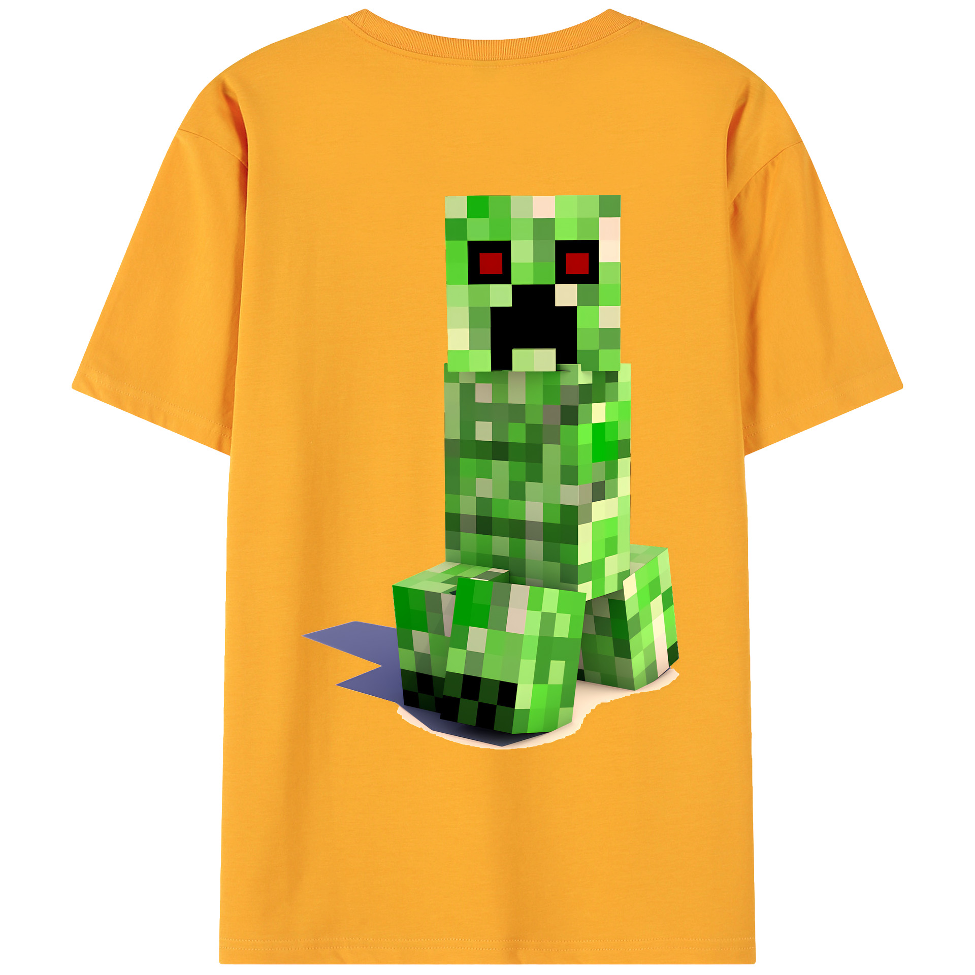 （画像用） マインクラフト ブロックの世界 Minecraft MC Block world 綿100％ メンズ半袖Tシャツ（バックプリント） 通気性