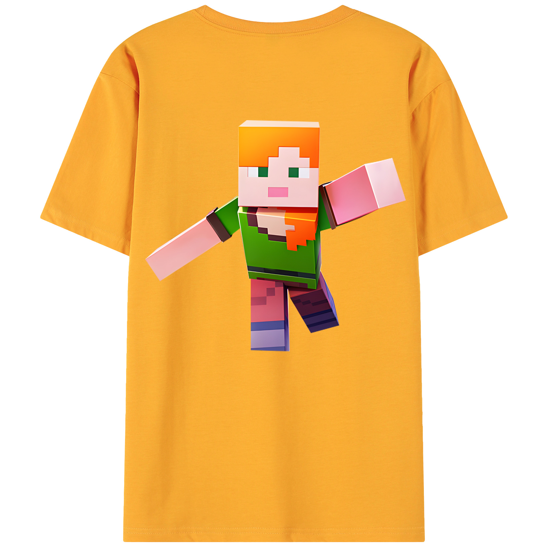 （画像用） マインクラフト ブロックの世界 Minecraft MC Block world 綿100％ メンズ半袖Tシャツ（バックプリント） 通気性
