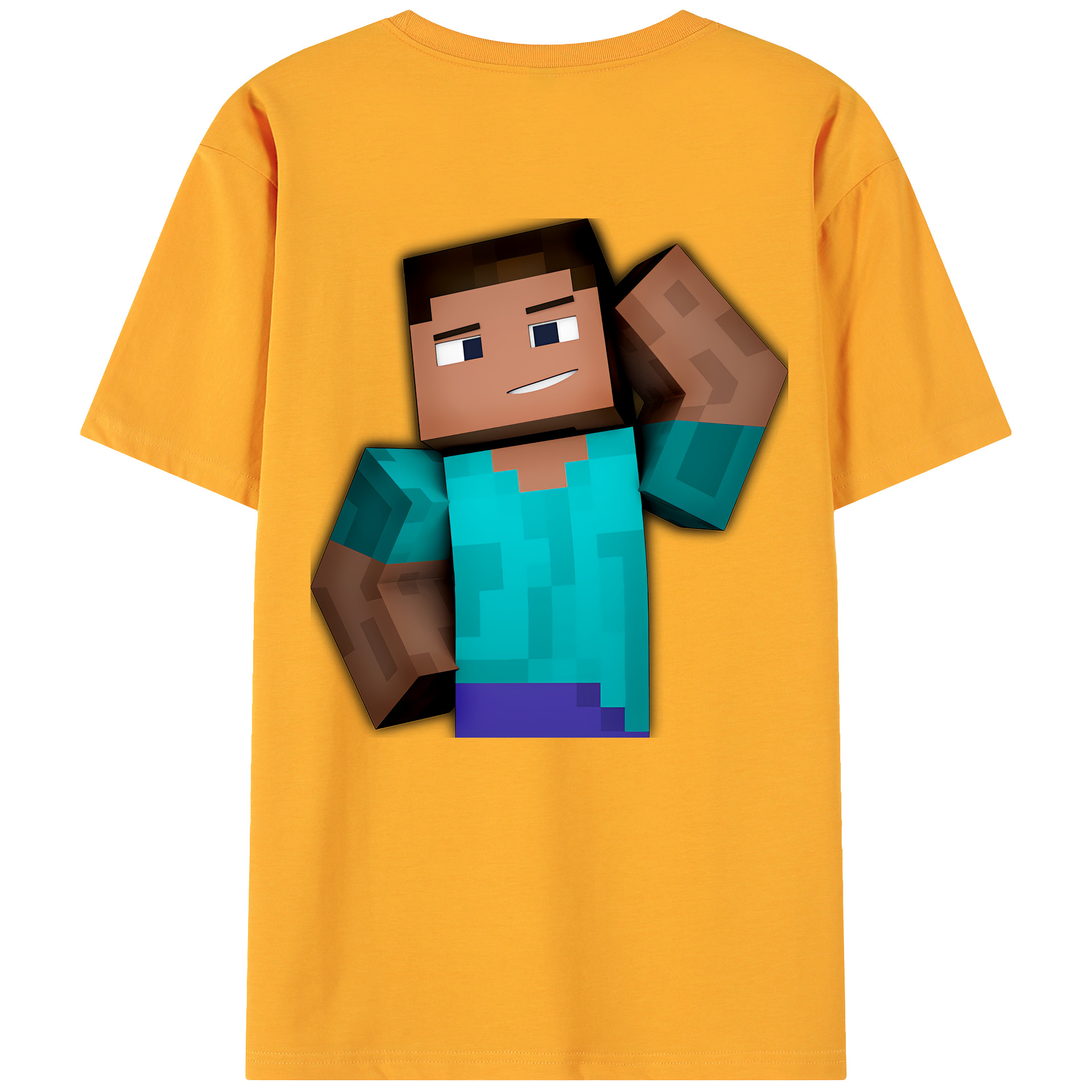 （画像用） マインクラフト ブロックの世界 Minecraft MC Block world 綿100％ メンズ半袖Tシャツ（バックプリント） 通気性