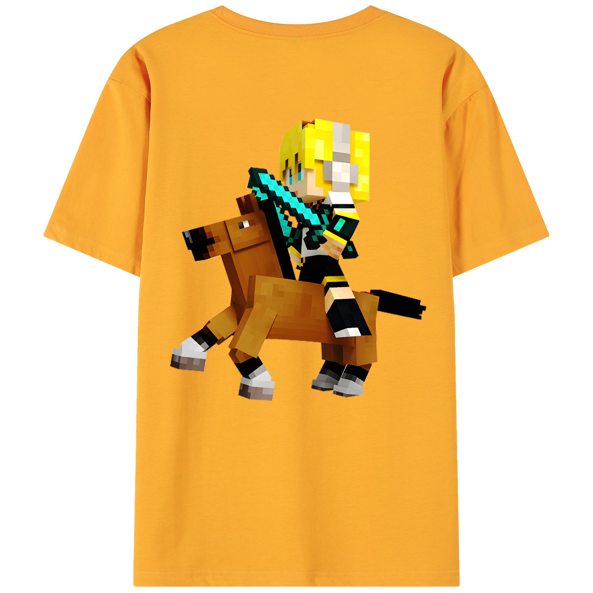 （画像用） マインクラフト ブロックの世界 Minecraft MC Block world 綿100％ メンズ半袖Tシャツ（バックプリント） 通気性