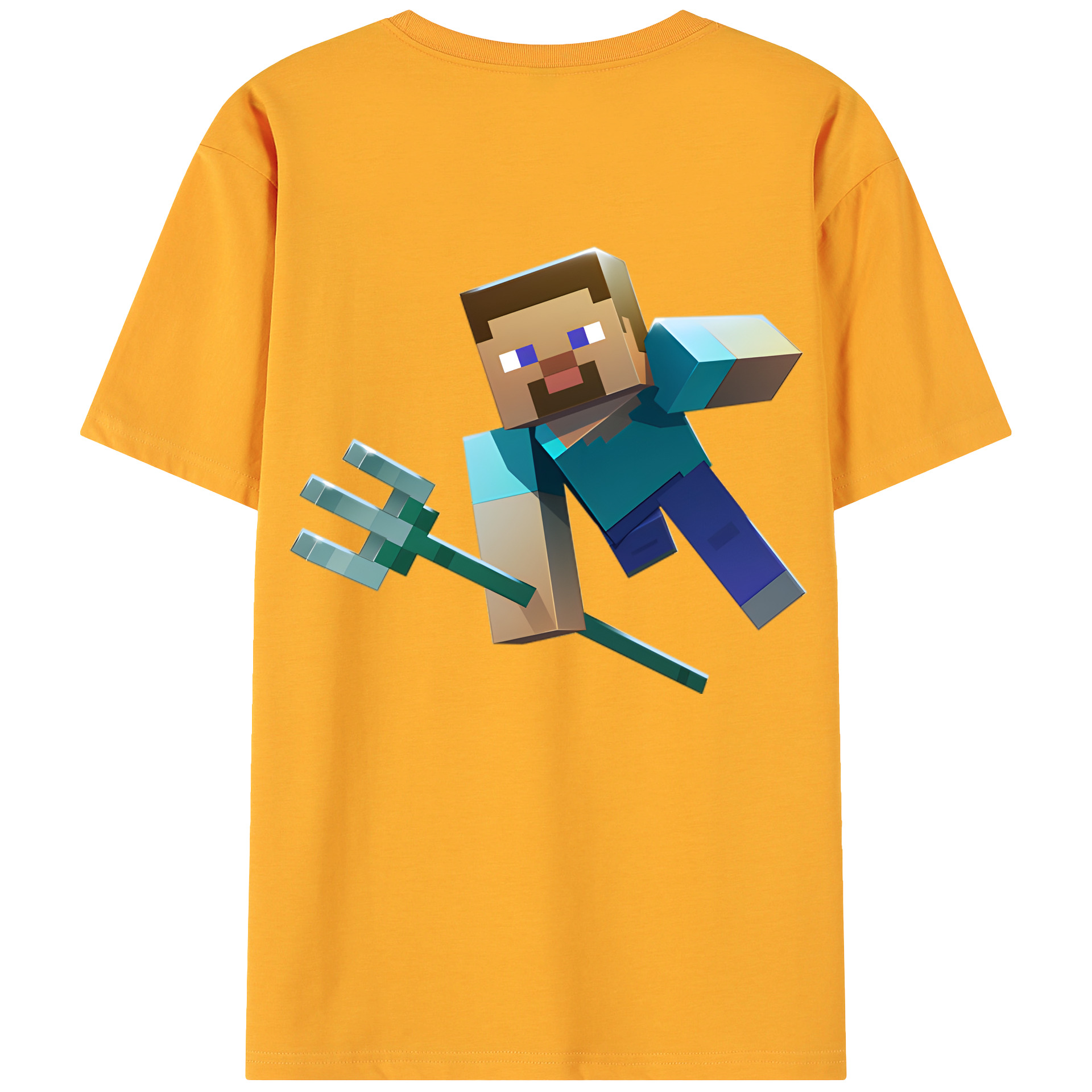 （画像用） マインクラフト ブロックの世界 Minecraft MC Block world 綿100％ メンズ半袖Tシャツ（バックプリント） 通気性