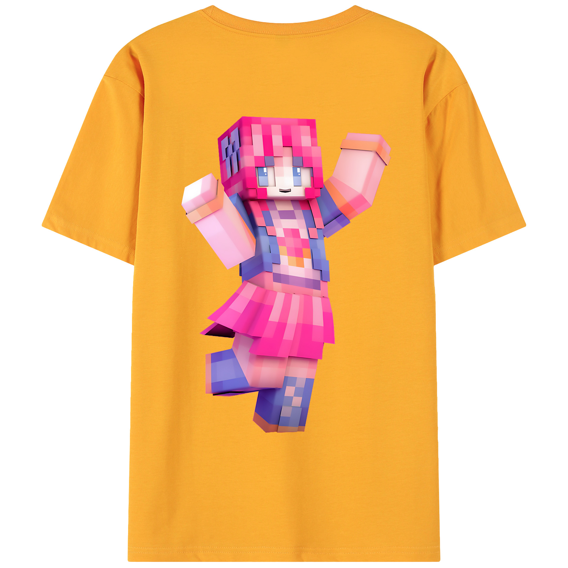 （画像用） マインクラフト ブロックの世界 Minecraft MC Block world 綿100％ メンズ半袖Tシャツ（バックプリント） 通気性