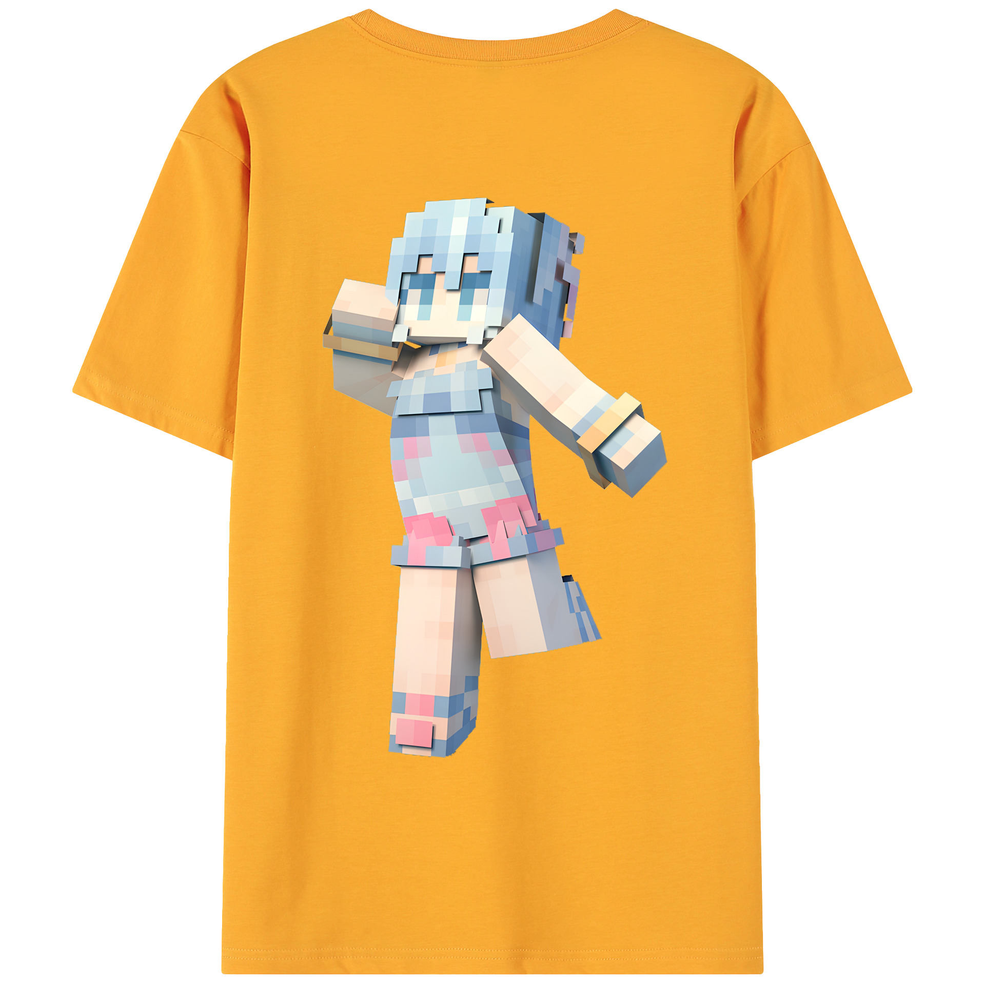 （画像用） マインクラフト ブロックの世界 Minecraft MC Block world 綿100％ メンズ半袖Tシャツ（バックプリント） 通気性