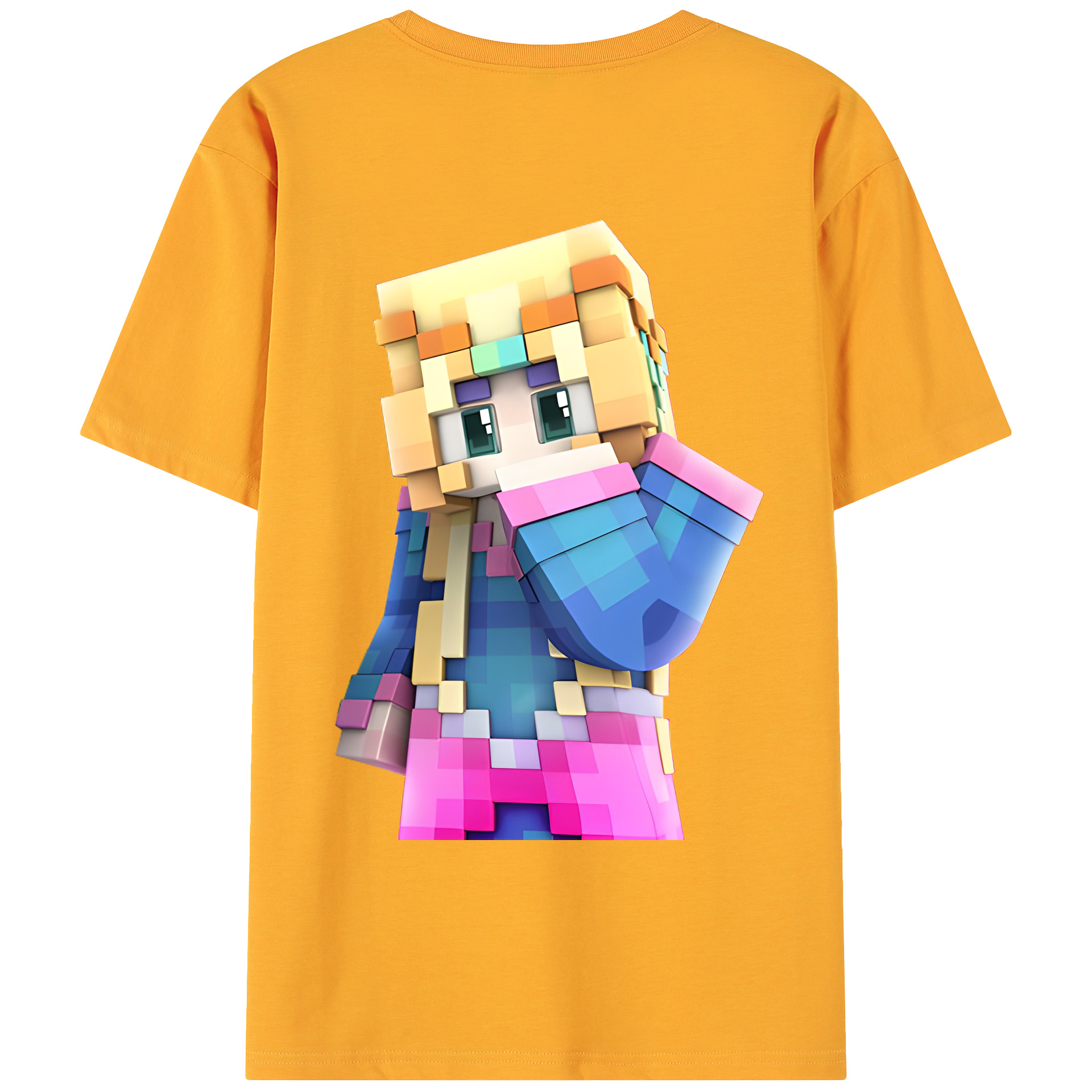 （画像用） マインクラフト ブロックの世界 Minecraft MC Block world 綿100％ メンズ半袖Tシャツ（バックプリント） 通気性